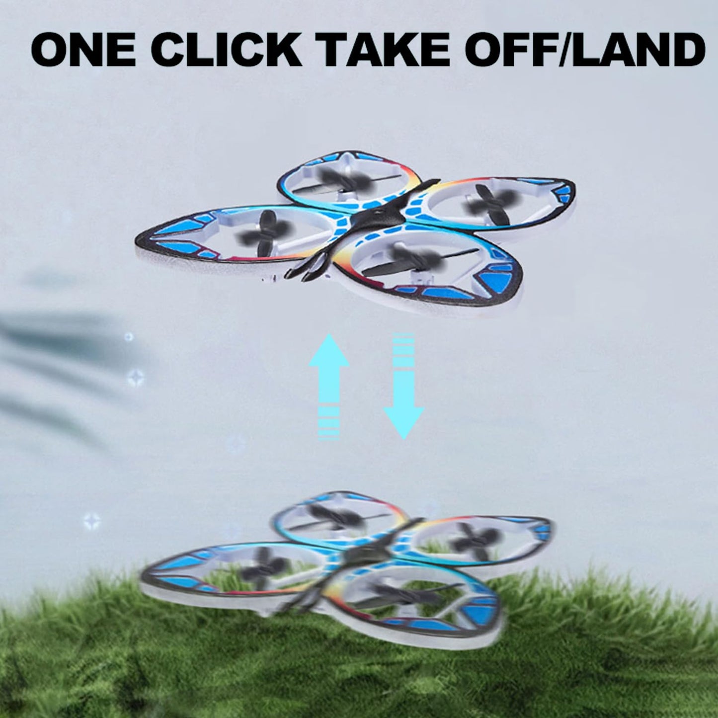 Authticar Mini Drone - RC Butterfly Drone for Beginners with Colorful Light, 3D Flip, Headless Mode, Altitude Hold, Remote Control Quadcopter Gift for Teens Adults