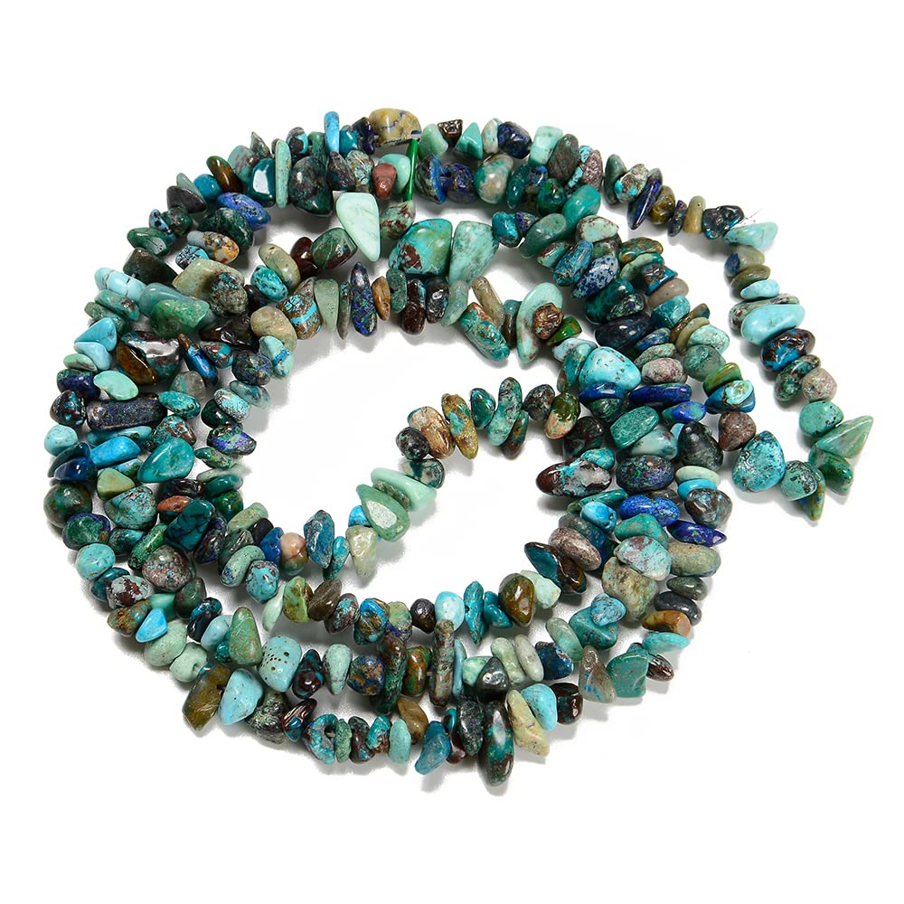 PLTbeads 7-8mm Natural Azurite Fynchenite Gemstone Chips Beads Healing Crystals Waist Bracelets Necklace Kit Irregular Stone DIY Crafts Design Jewelry Making