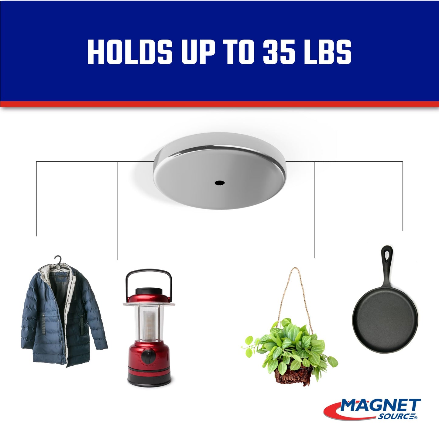 Master Magnetics Ceramic Round Base Magnet Pack - Heavy-Duty Strong Magnets - 35 lb Pull Each - for Indoor and Outdoor Use - Chrome-Plated - 2.04" Diameter - 0.197" Hole - 0.302" Thick - 6-Pack
