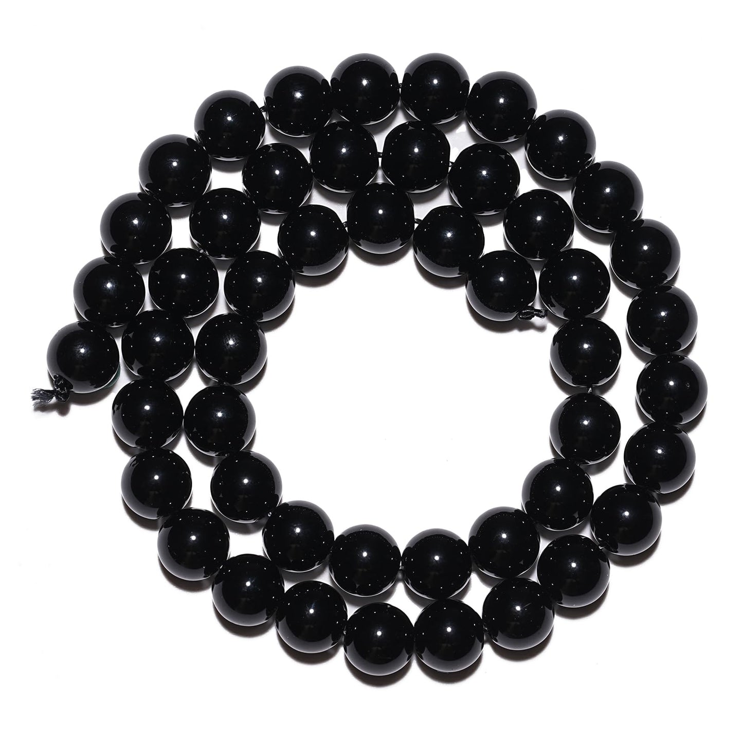 10mm Natural Black Onyx Agate Gemstone Beads Polished Round Smooth Stone Beads for Bracelets Jewelry Making 15inch Loose Beads