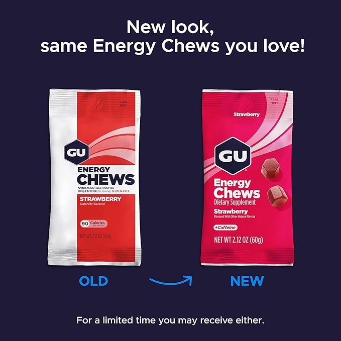 GU Energy Chews, Lemonade Energy Gummies with Electrolytes, Vegan, Gluten-Free, Kosher, and Dairy-Free On-The-Go Energy for Any Workout, 12 Bags (24 Servings Total)