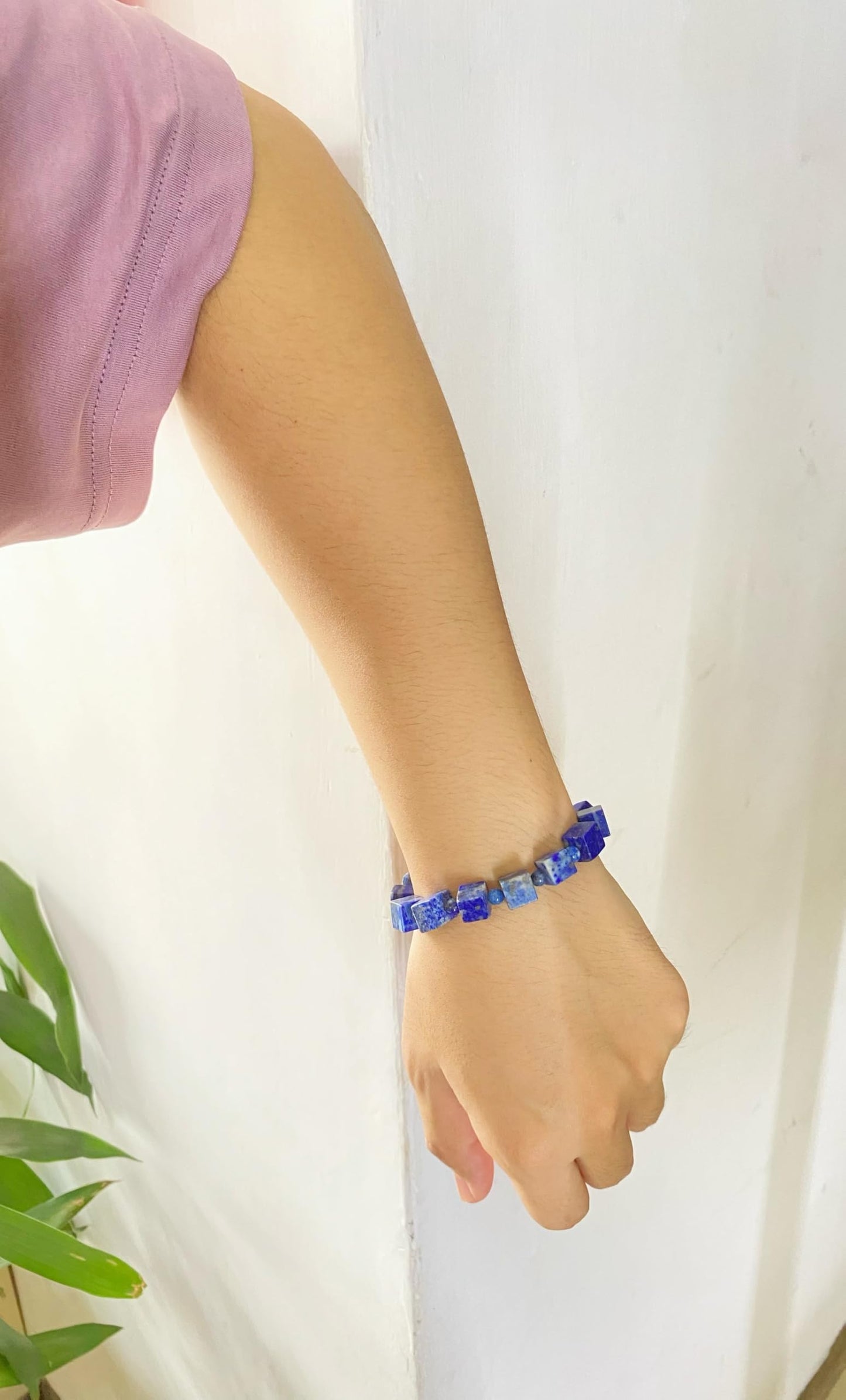 YYANBERICH 8mm Square Lapis Lazuli Bracelet-Natural Stone of Enlightment & Protection Thought Amplifier &Bringing deep peace Emotional Healing (8mm+ Square Lapis Lazuli)