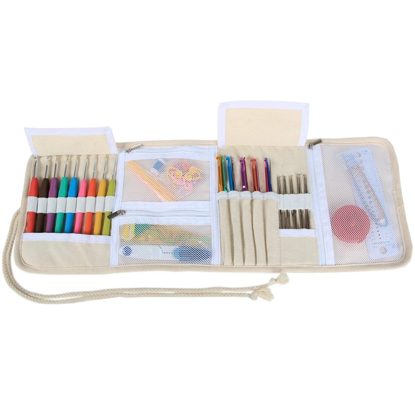 Teamoy Crochet Hook Case, Roll Bag Holder Organizer for Various Crochet Needles and Knitting Accessories, Plum Flowers