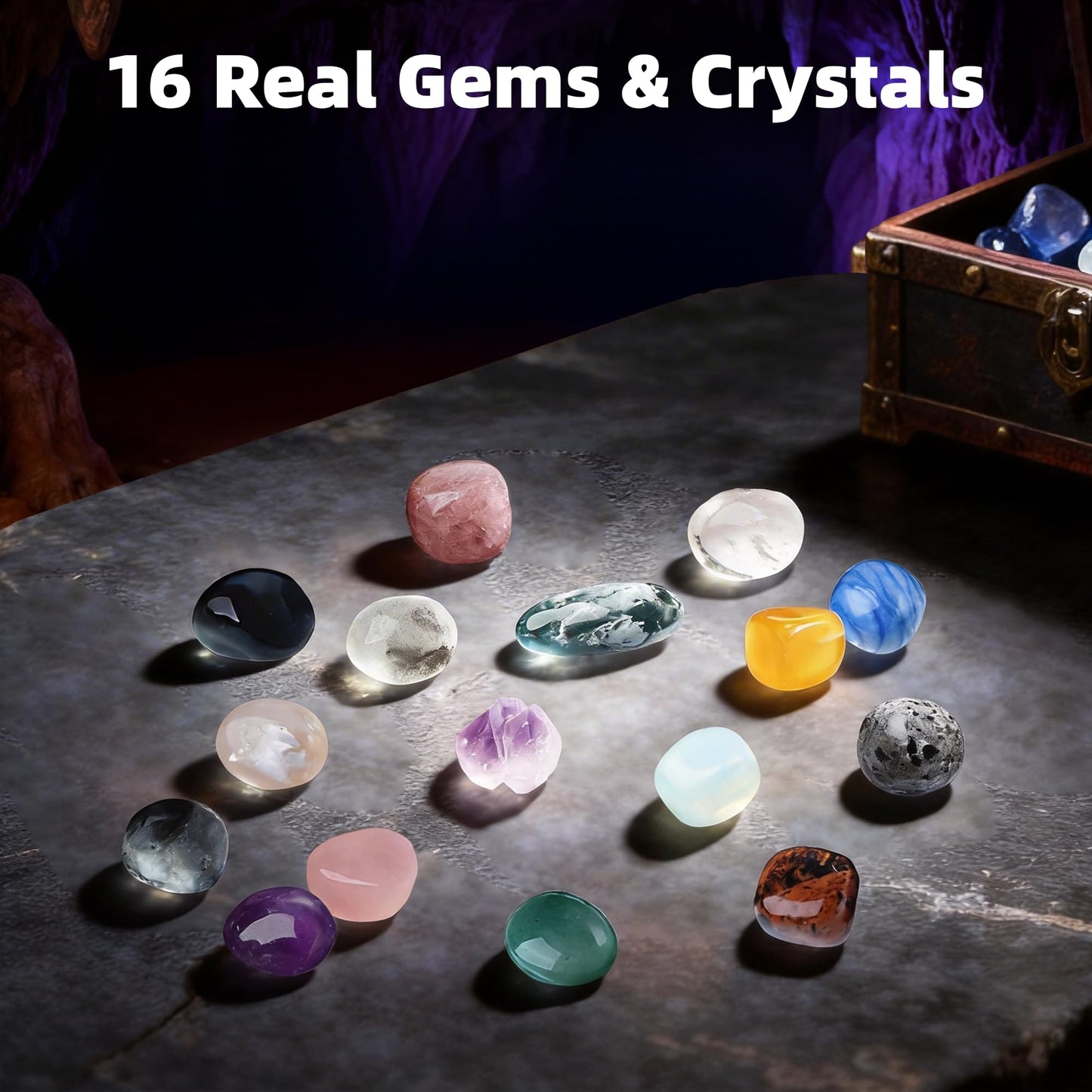 GobiDex Gemstones Dig Kit for Kids, Excavate 16 Real Gemstones, STEM Science Toy, Archaeology & Geology Science Gift for Boys and Girls Age 6+