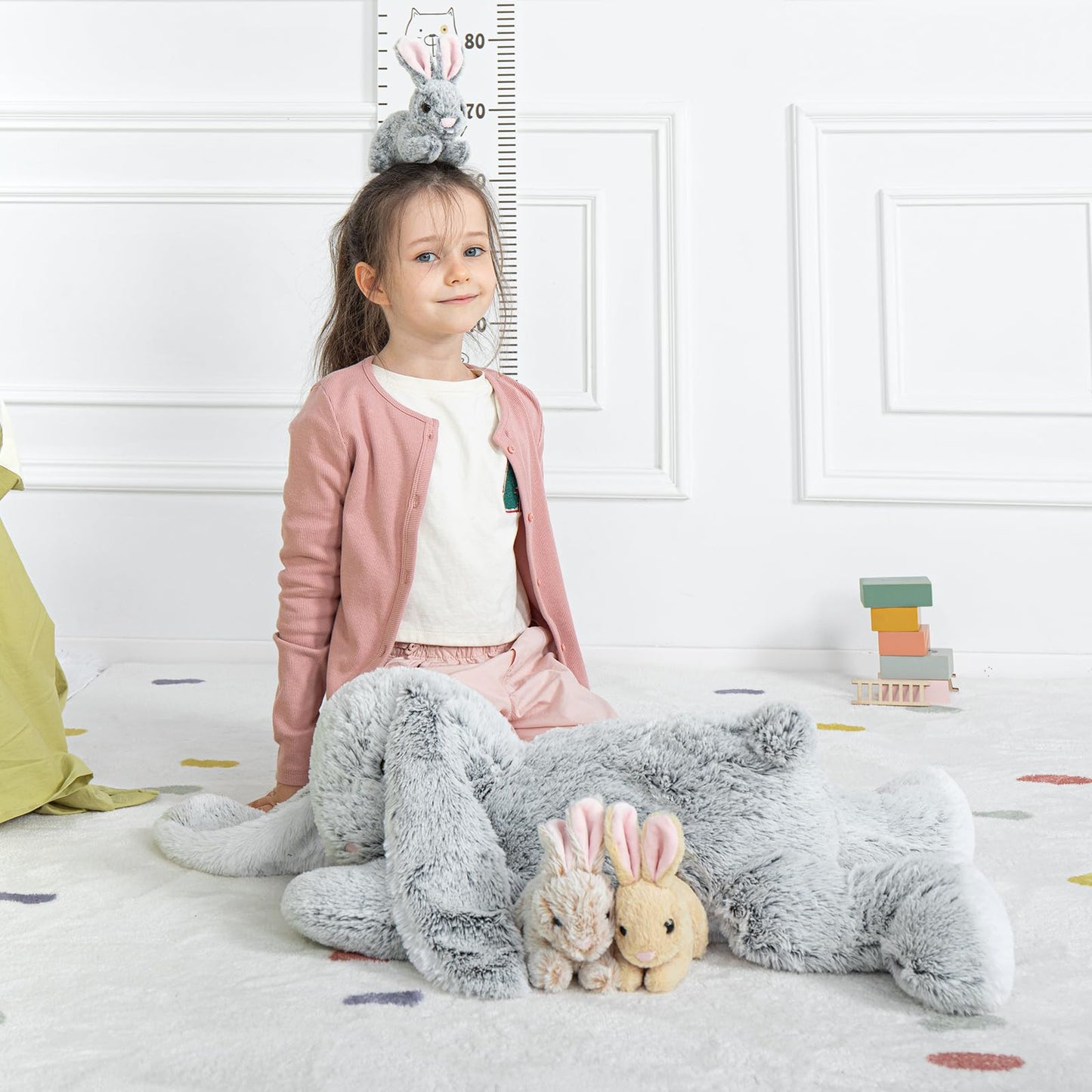 MaoGoLan 4Pcs Easter Bunny Stuffed Animals with 3 Babies Inside, 24" Soft and Cuddly Giant Rabbit Plush, Easter Stuffed Bunny Gift for Kids,Boys,Girls