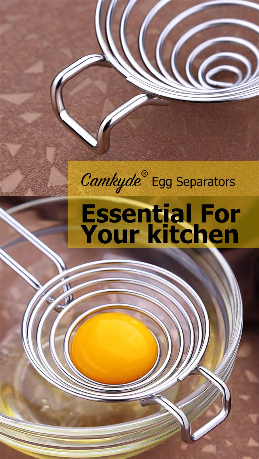 CAMKYDE Egg Separator Food Grade Stainless Steel Egg Yolk White Separation Tool (Red)
