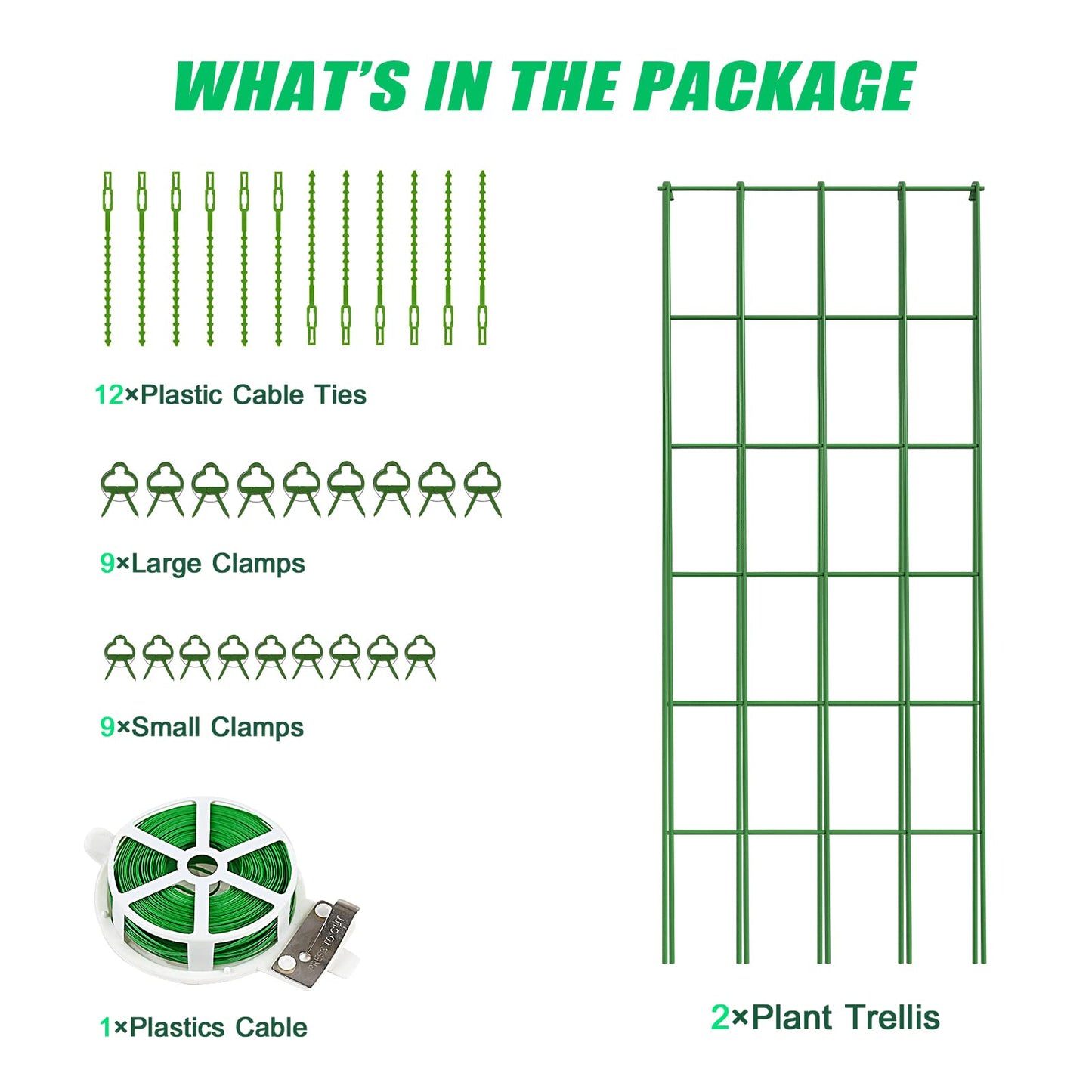 DoCred Cucumber Trellis, 2 Pack Foldable A Frame Trellis for Raised Bed Climbing Plants, Vegetables, Includes Plant Support Clips, Twist Ties, Plastic Ties- Made from PVC-Coated Steel