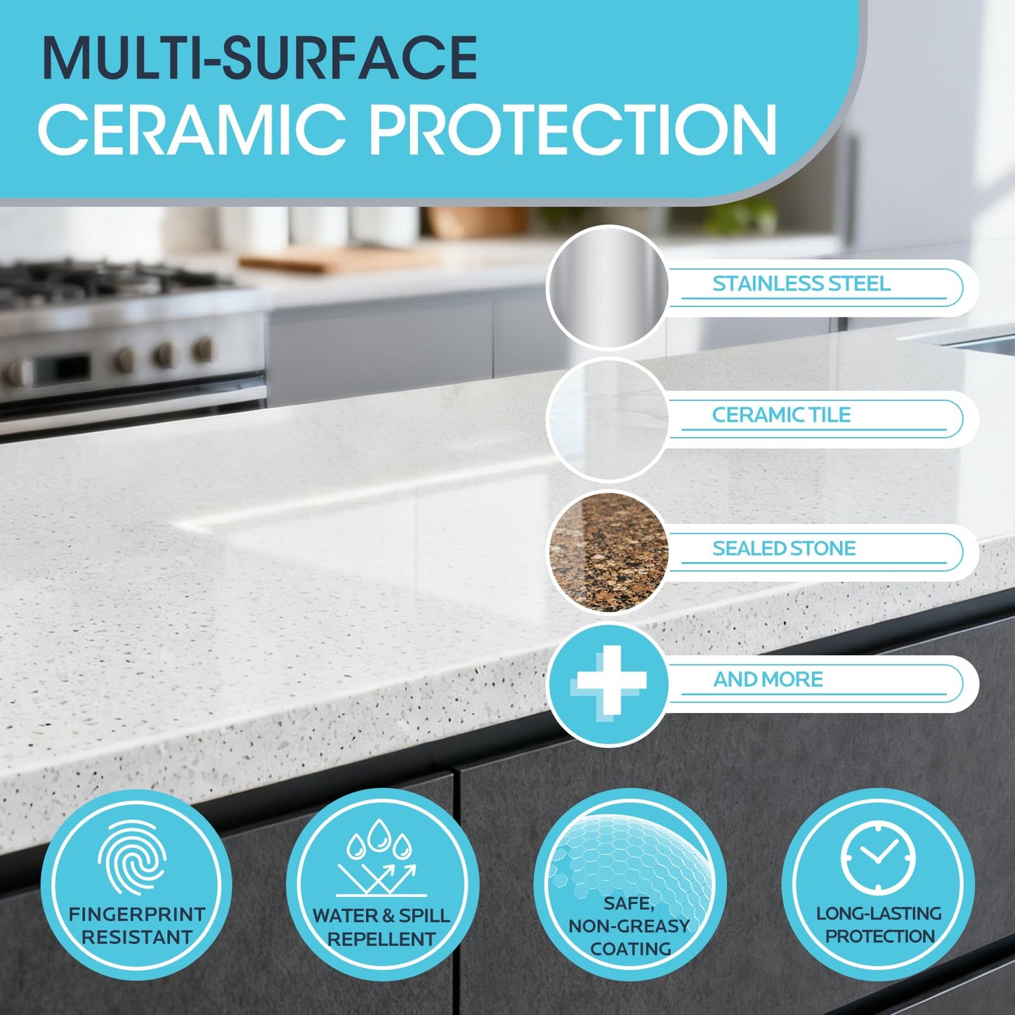 MineeCozee Ceramic Coating Spray for Stainless Steel & Glass - Fingerprint & Water-Spot Repellent, Long-Lasting Surface Protection for Kitchen & Bath (500ml)