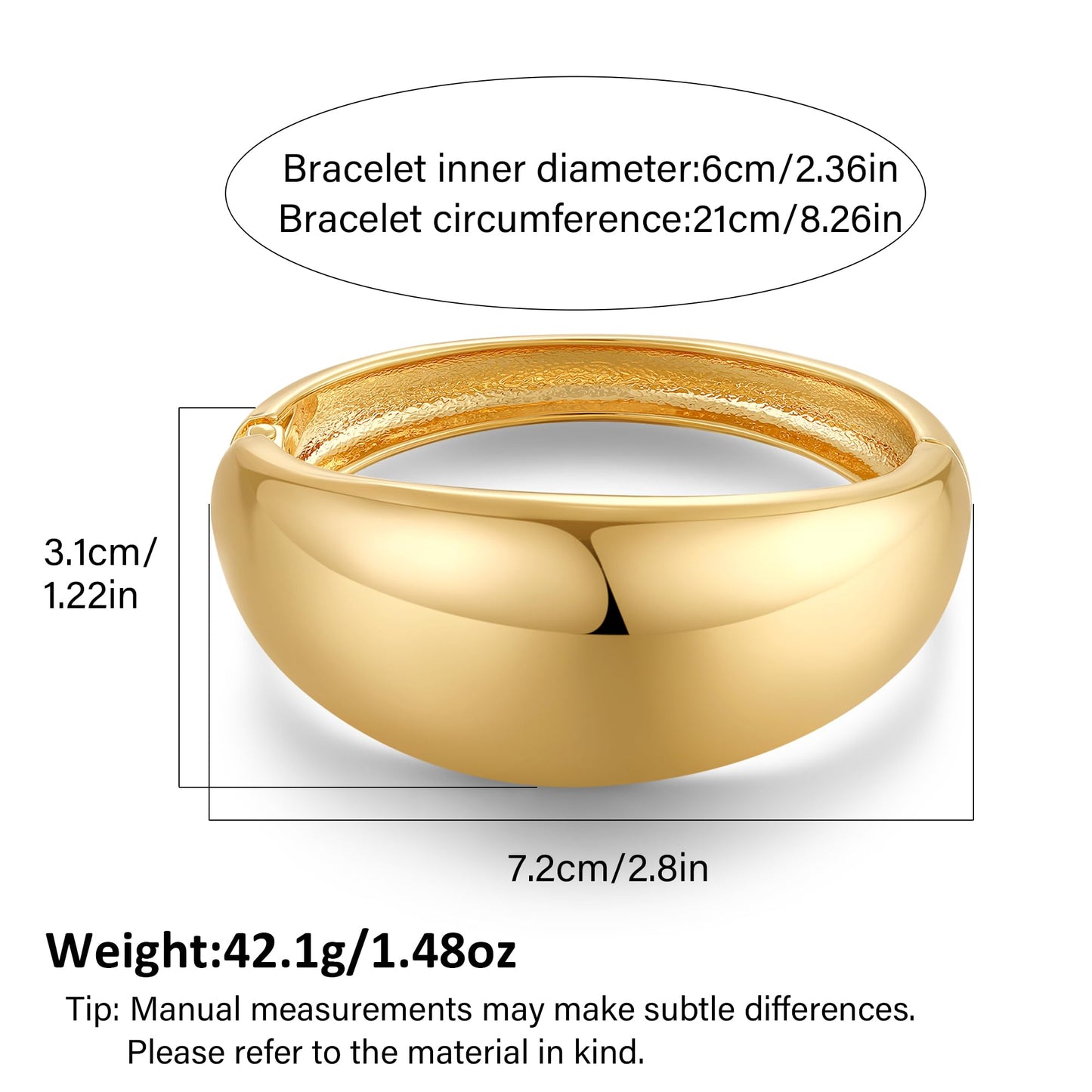 MIJENITI Chunky Gold Bangle Bracelets for Women, Dainty Big Stackable Bangles, Trendy Statement Cuff Bracelet Fashion Jewelry Gifts