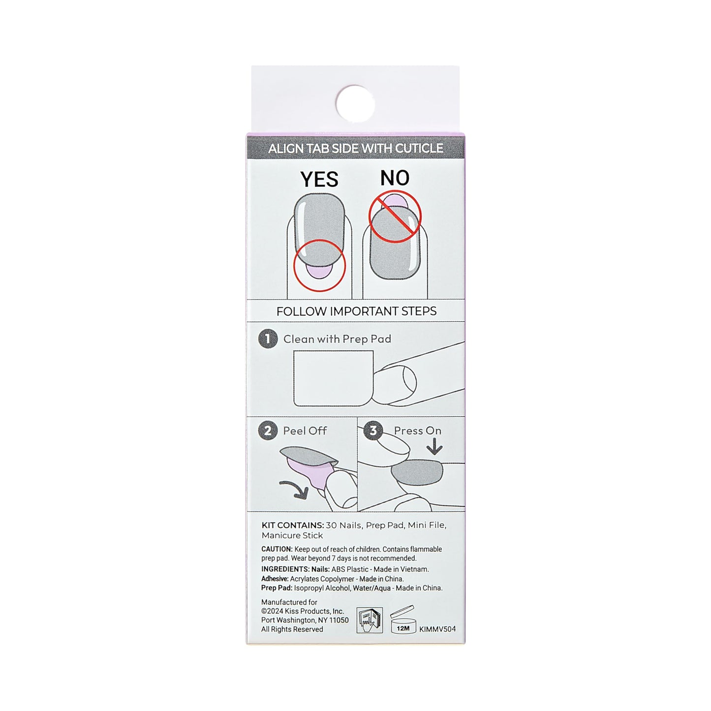 KISS Impress No Glue Mani 30 Pcs Press on Nails, Easy Apply, Hassle-Free Removal, Simple Peel & Press, Essential Tools Included, Prep Pad, Instructions Sheet, 1 Manicure Stick, 1 Mini File (Coy)
