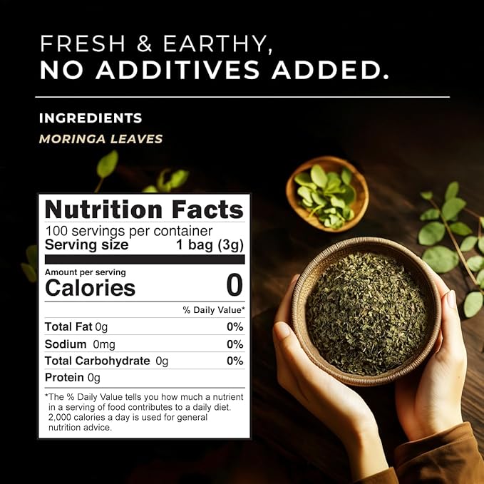 Gya Tea Co Moringa Herbal Tea Bags (100 Bags) - Caffeine Free with a Tangy Flavor for All Day Comfort, Calming, Relaxing & Nourishing - Fruit & Herbal Blends