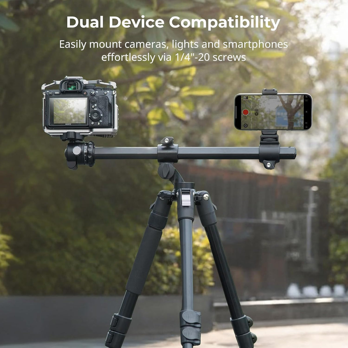 SmallRig CT25 64.5"/164cm Horizontal Overhead Tripod for Camera with Smartphone Holder & Carrying Bag, 22lb Max Load Aluminum Horizontal Camera Tripod for Overhead Shots