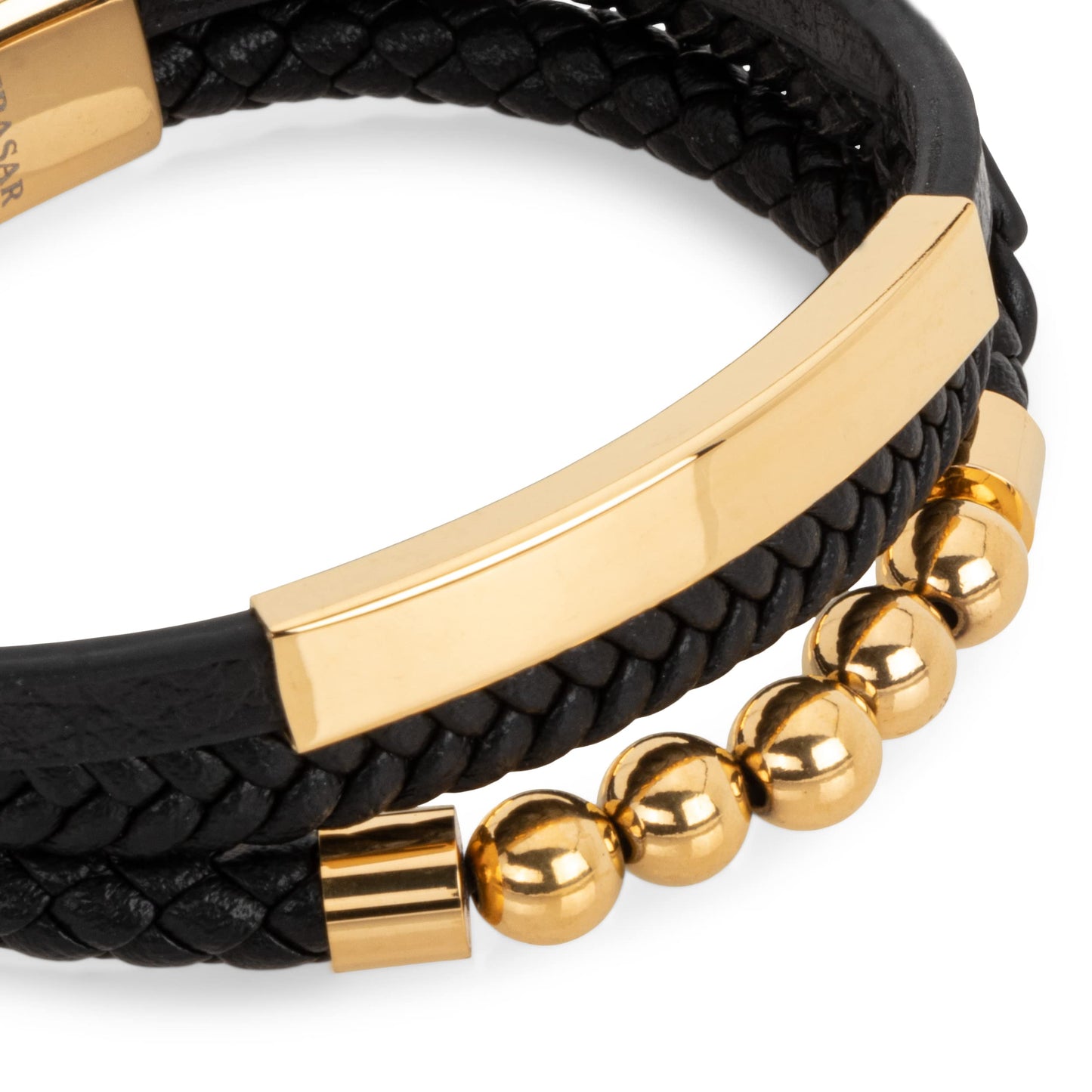 SERASAR Men's Bracelets 20cm Gold Gift Box Genuine Cowhide Leather Braided Adjustable Magnetic Clasp Multilayer Jewelry Rope Male Band Accessories