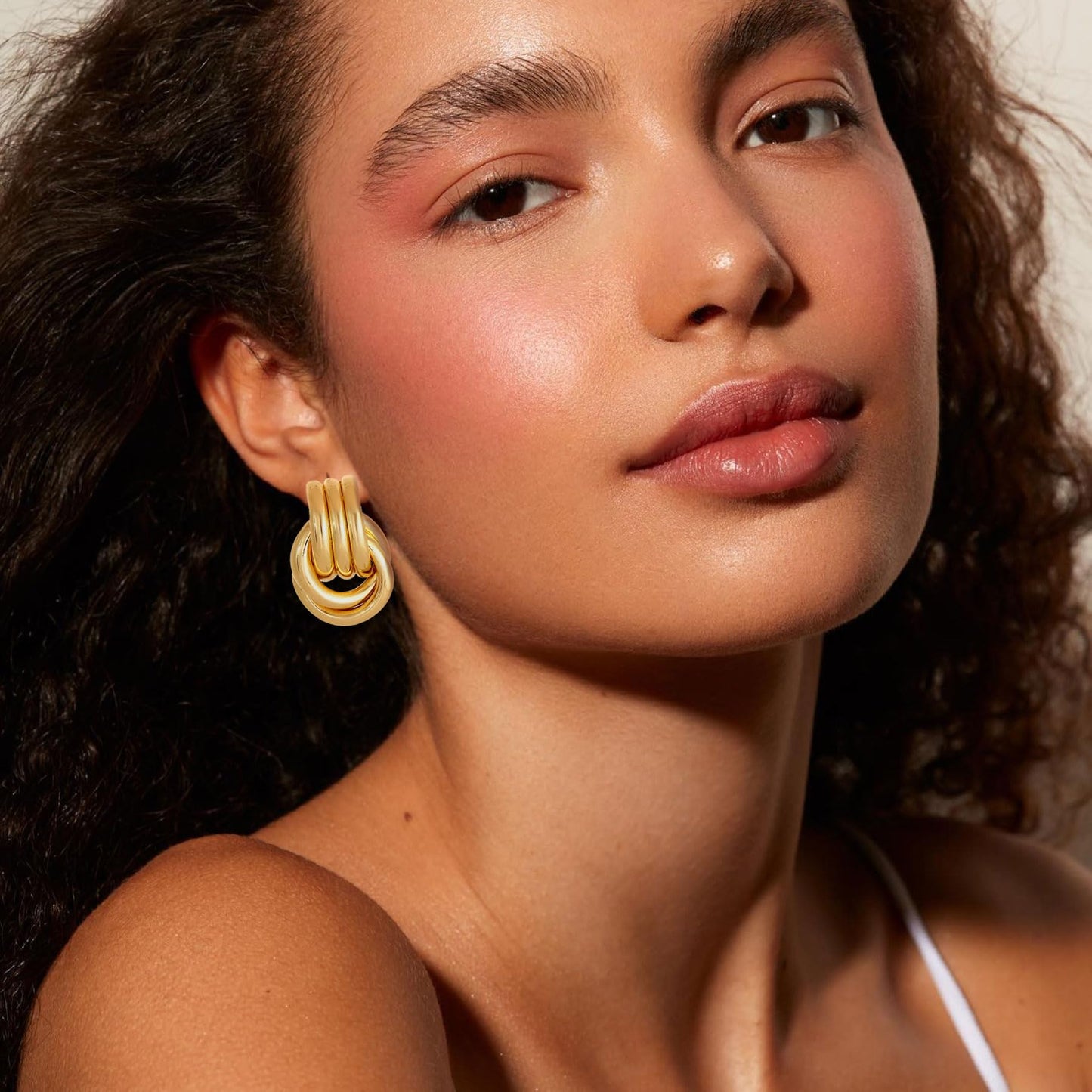 Chunky Gold Plated Earrings Big Knot Earring for Women Golden Drop Dangle Statement Earrings Jewelry