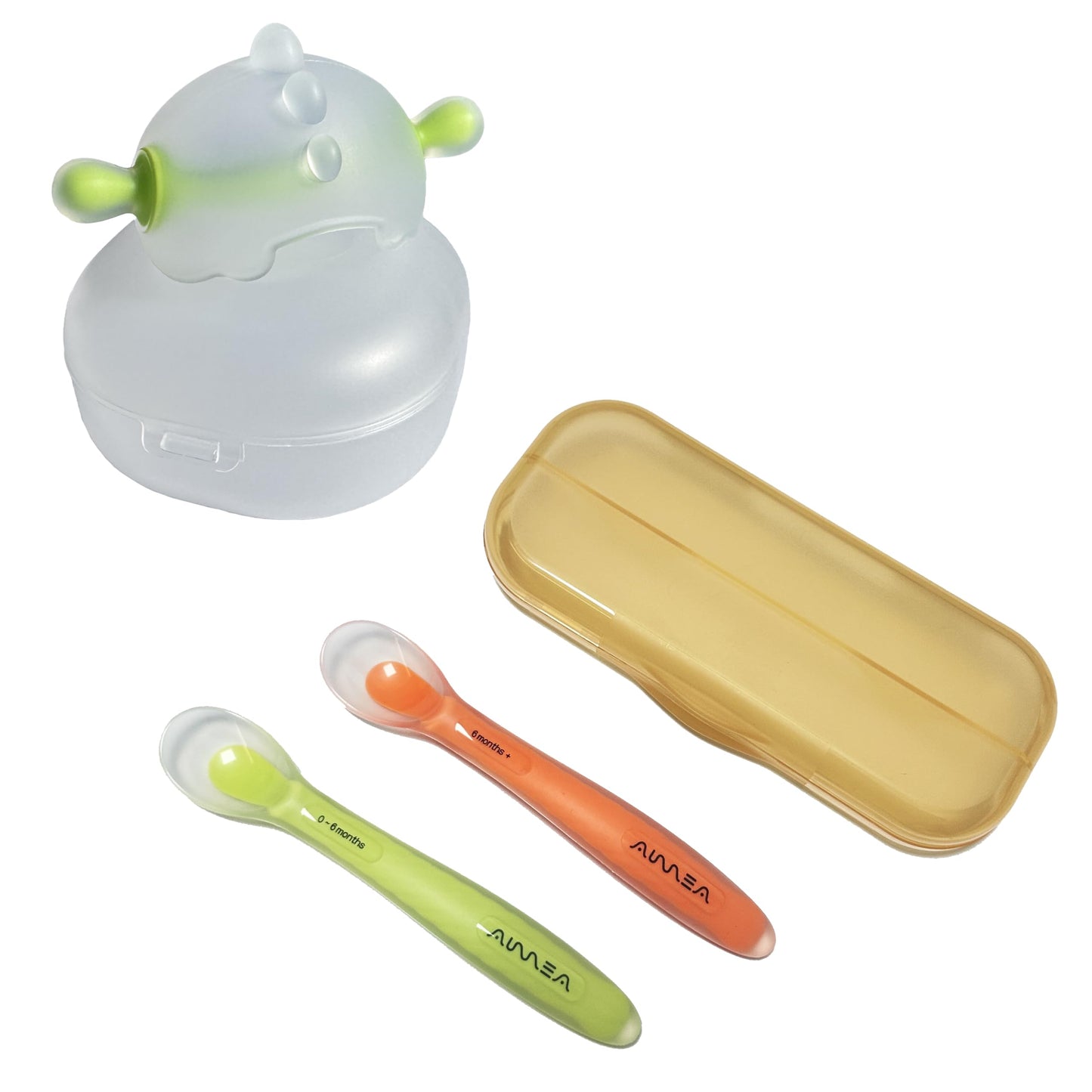 Aurrea Baby teethers for Babies 3-6 Months with Baby Spoons The First Stage Feeding Foods Spoon Set with Travel Case