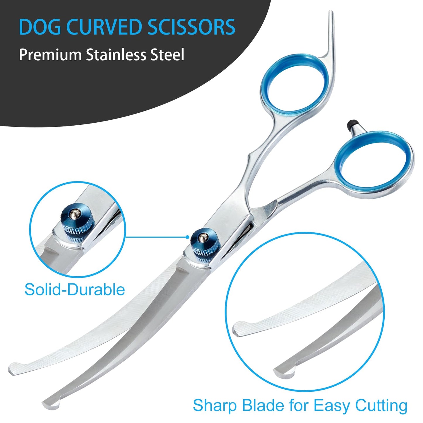 5 in 1 Premium Dog Grooming Scissors, Professional Dog Scissors for Grooming with Safety Round Tips, Lengnoyp Stainless Steel Thinning Shears, Pet Cat Shears for Grooming Kit