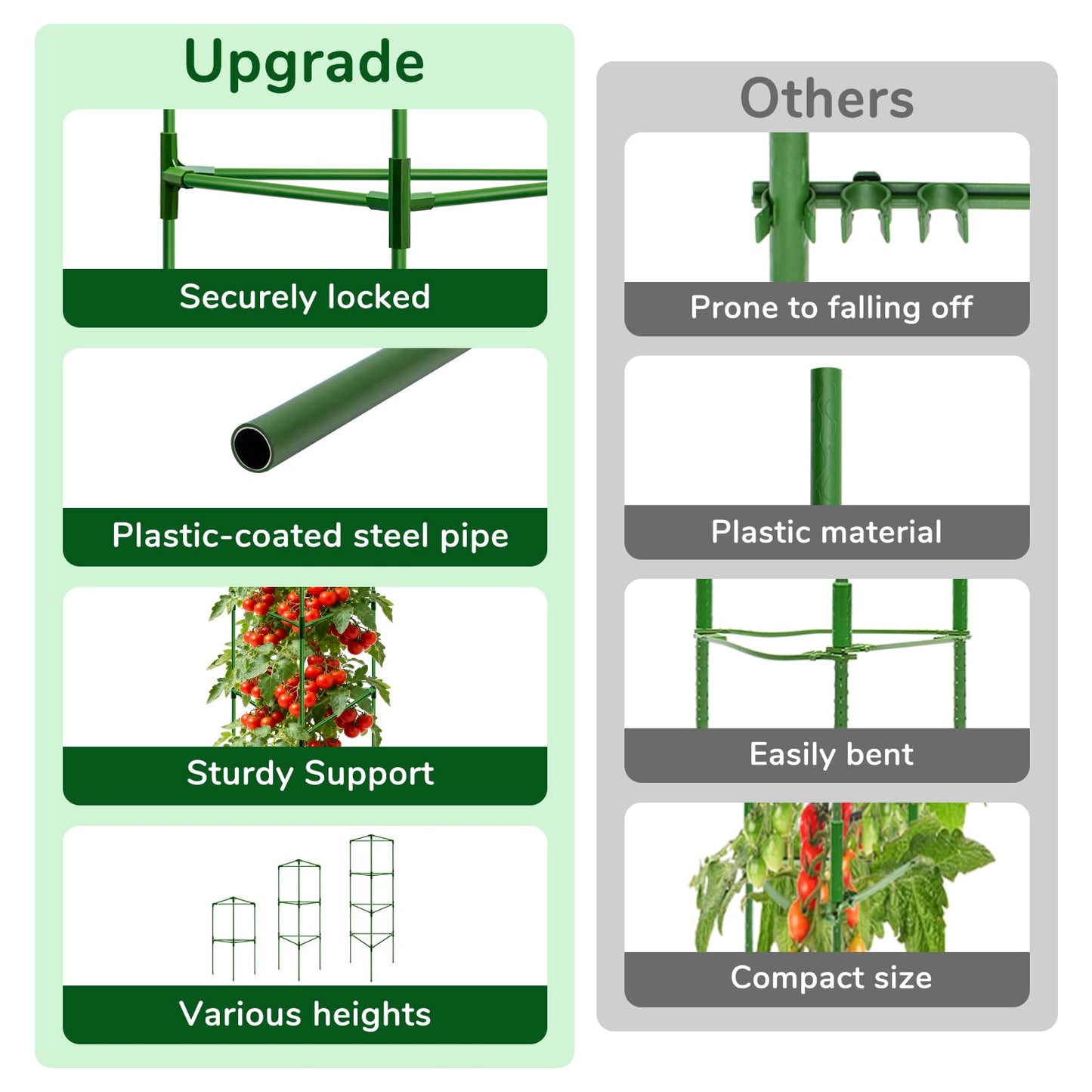 ZeeDix 6 Pack 65 Inch Tall Tomato Cages for Garden, Heavy Duty Large Plant Trellis Support Stakes for Climbing Plants, Adjustable Tomatoes Cage for Pots & Outdoor Raised Garden Bed