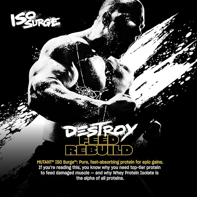 Mutant ISO Surge Whey Protein Isolate Powder Acts Fast to Help Recover, Build Muscle, Bulk and Strength, 1.6 lb (Peanut Butter Chocolate)