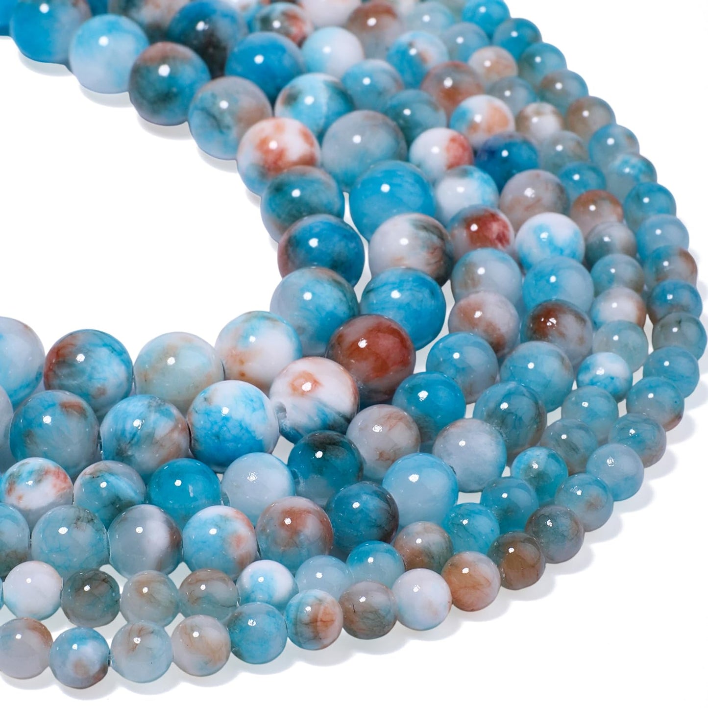 Yochus 60pcs 6mm Blue&Orange Persian Jade Energy Healing Round Bulk Gemstone Beads for Jewelry Making Bracelet Necklace Earring DIY