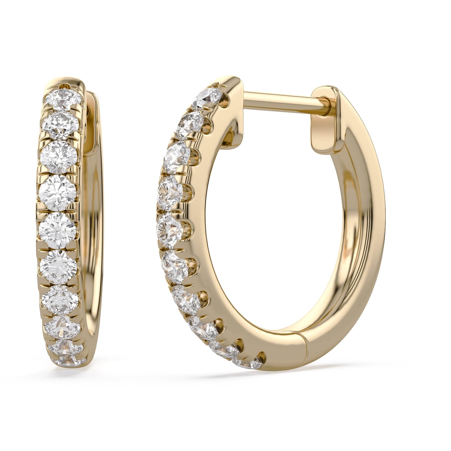 Huggie Hoop Earrings For Women, 1/4 Carat Round Shape Lab Grown Diamond Wedding Bridal Hoop Earrings In 14K Yellow Gold Over Sterling Silver Jewelry for Her (0.25 Cttw)