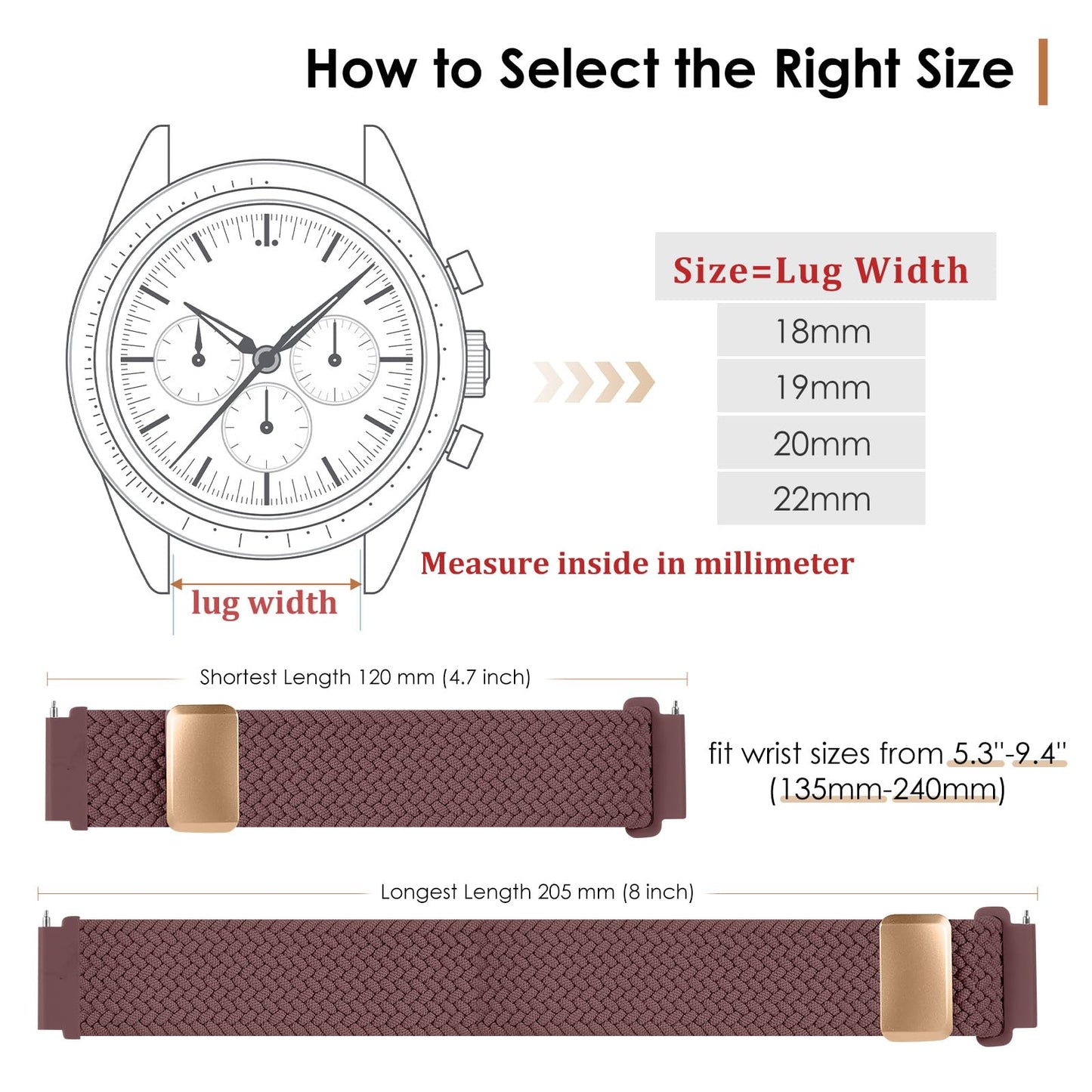 SIMYYO Nylon Magnetic Bands Quick Release Braided Nylon Watch Bands Stretchy Sport Replacement Strap for Men and Women 18mm 19mm 20mm 22mm