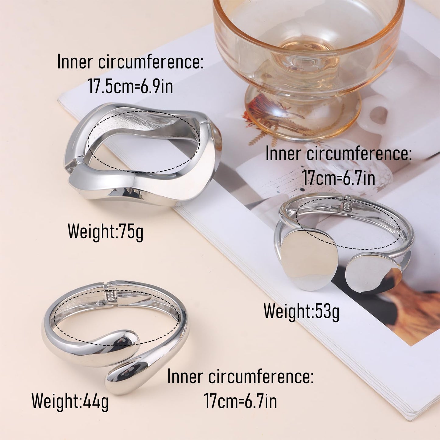 CASDAN Chunky Gold Bangle Bracelets for Women Dainty 14k Gold Plated Twist Hinged Cuff Stackable Bangles Set Trendy Statement Bracelet Stack Fashion Jewelry Gifts