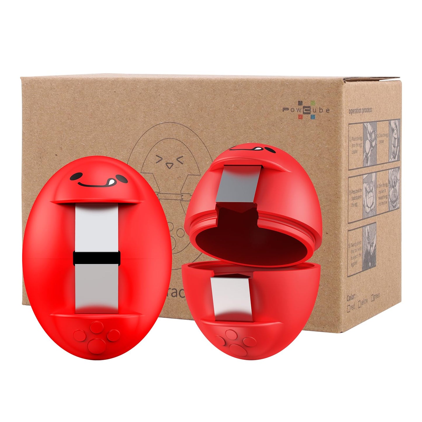Egg Cracker, Silicone Egg Shell Opener, Cute Egg Shaped Design, Opens Eggs with Ease, A Little Happiness Boost for Your Kitchen.(Color: Red, 2-Pack)