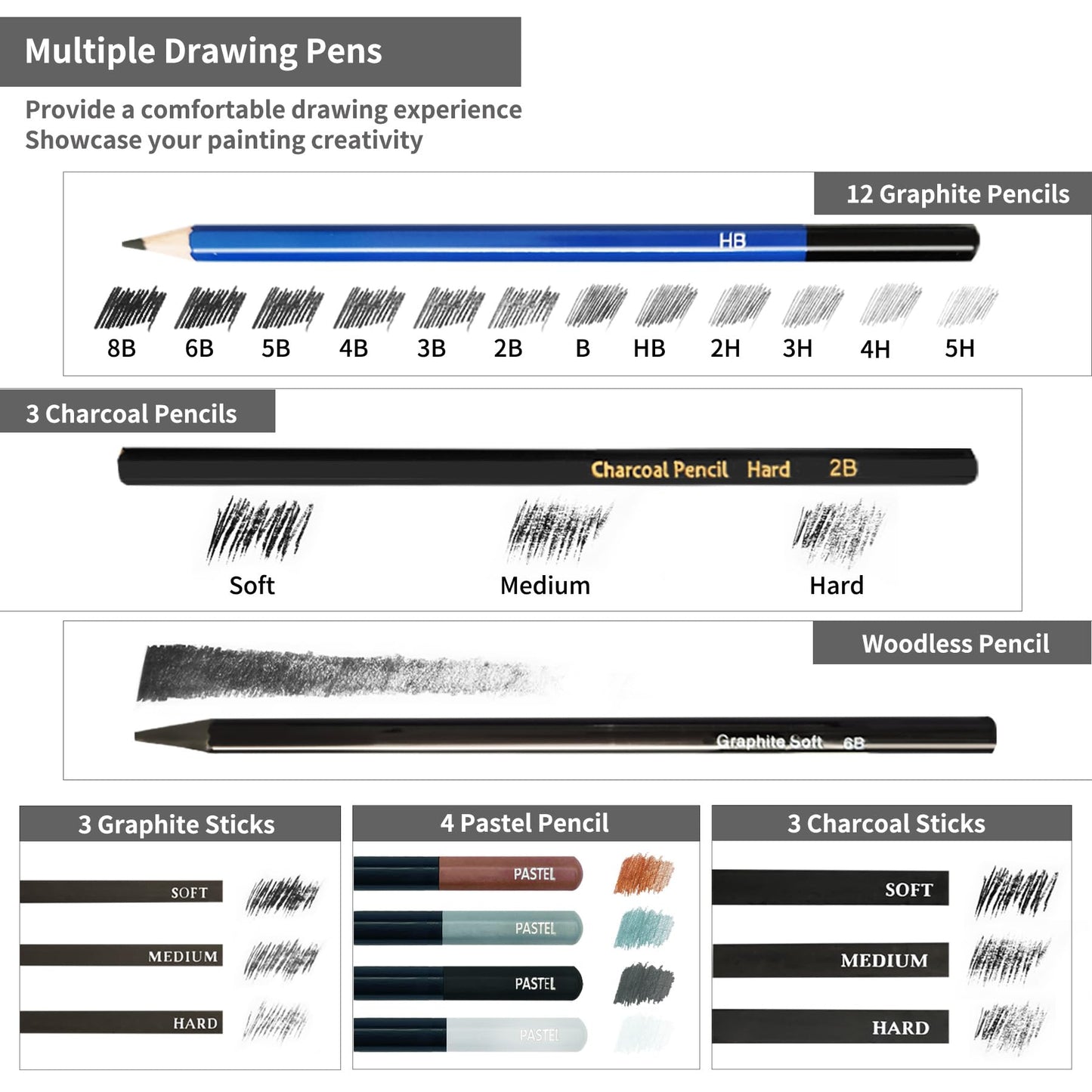 MYBRELAR Sketching and Drawing Kit, 41 PCS Professional Drawing Pencils for Sketching Kit with Sketchbook, Graphite and Charcoal Pencils, Art Drawing Set for Kids, Beginners, Teens and Adults