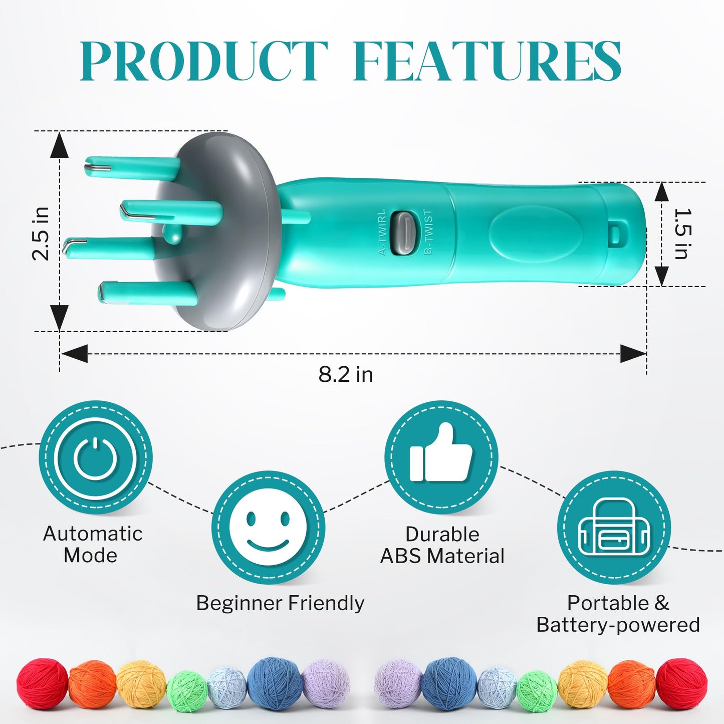Enhon Cord Maker Portable Fringe Twister, Handheld Cord Maker for Craft Yarn Making Twister for Beginners (Patent Pending) (Green)