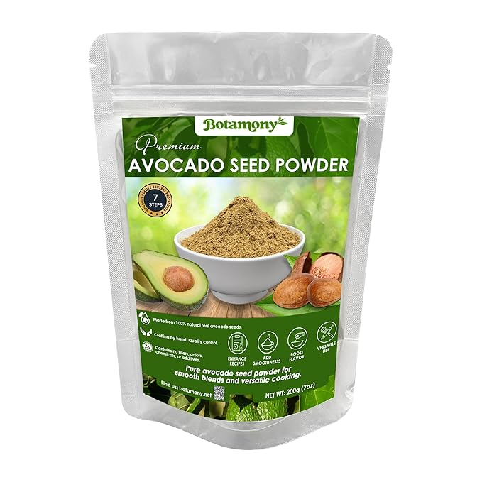 BOTAMONY Organic Avocado Seed Powder 7 oz, Pure Dehydrated Avocado Seeds, Caffeine-Free Superfood for Smoothies, Teas, Cooking & Baking, Non-GMO, Vegan, No Additives
