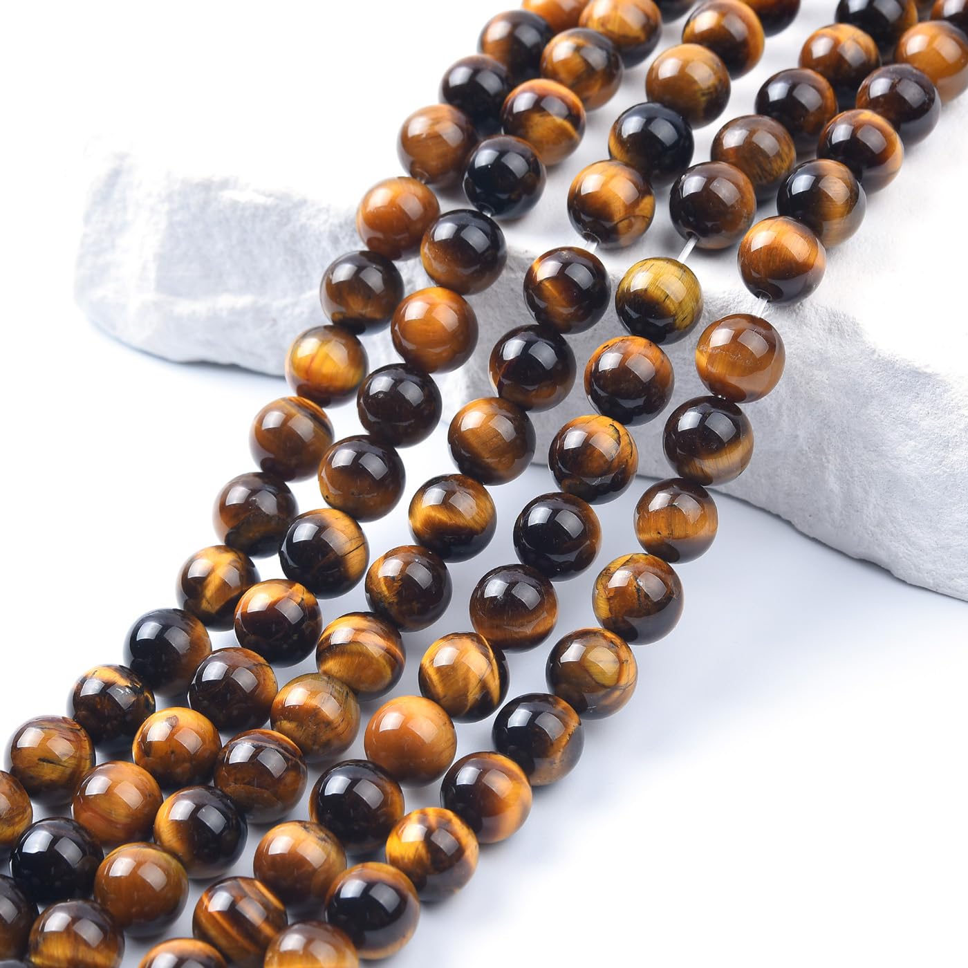 10mm Natural Yellow Tiger Eye Beads Round Gemstone Loose Beads for Jewelry Making (38pcs/Strand)