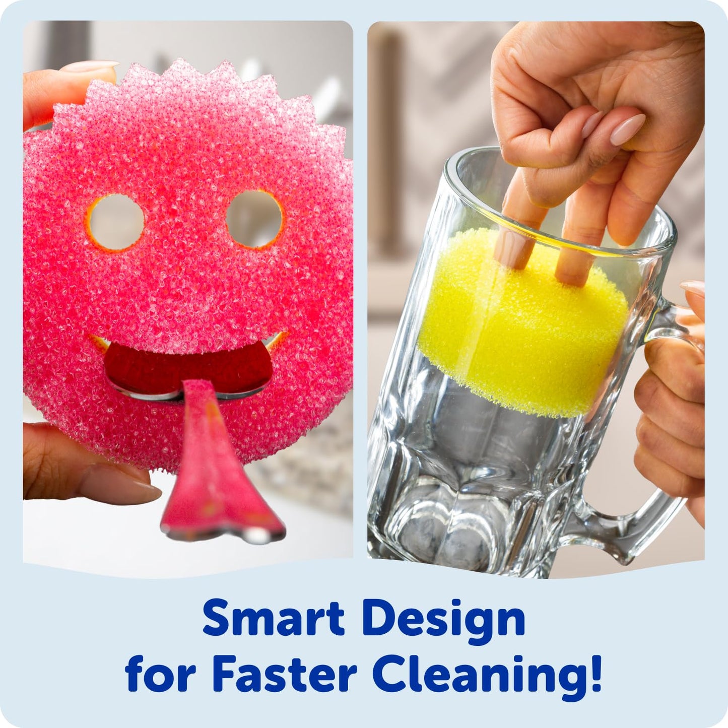 Scrub Daddy Scrub Mommy Sponges - Dish Scrubber + Non-Scratch Cleaning Sponges Kitchen, Bathroom + Multi-Surface Safe - Dual-Sided Dish Sponges for Scrubbing - Online Exclusive (3 Count)