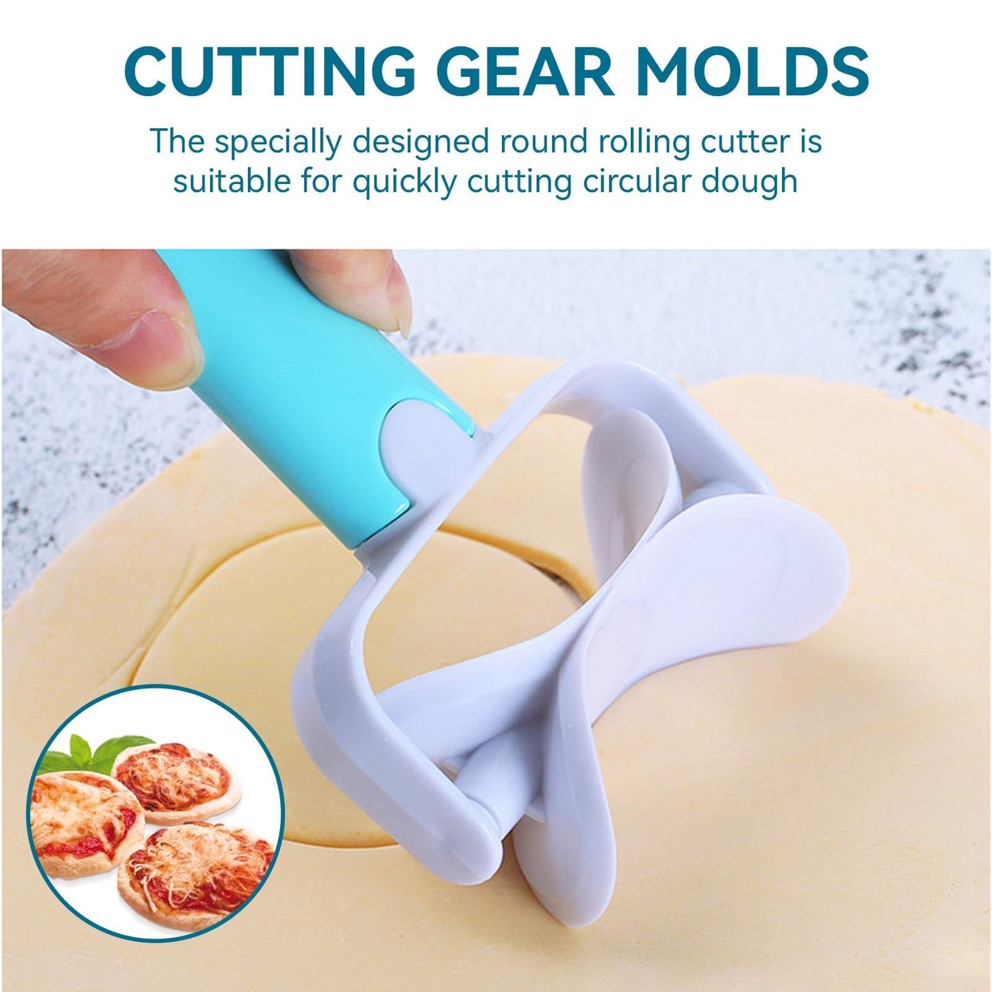 3PCS Pastry Rolling Cutter, Rolling Cookie Cutter Plastic Dough Blade Roller Round Roller Fondant Slicer Baking Accessory for Cake Cookies Biscuits