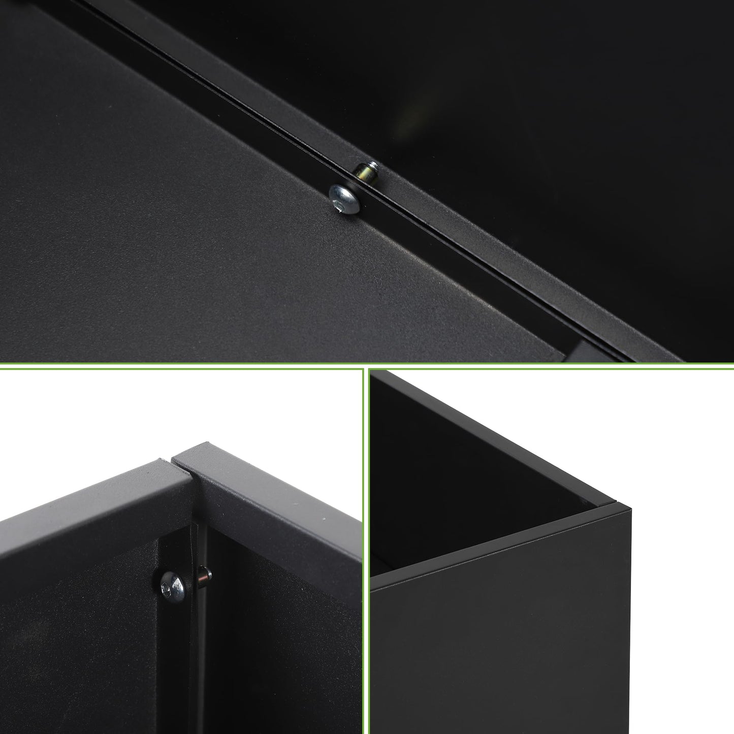 LuyFuitre 26x26x26 inch Metal Planter Box, Large Square Outdoor Planter with Removable Insert Shelf, Black Modern Floor Standing Garden Planter for Patio, Balcony, Backyard