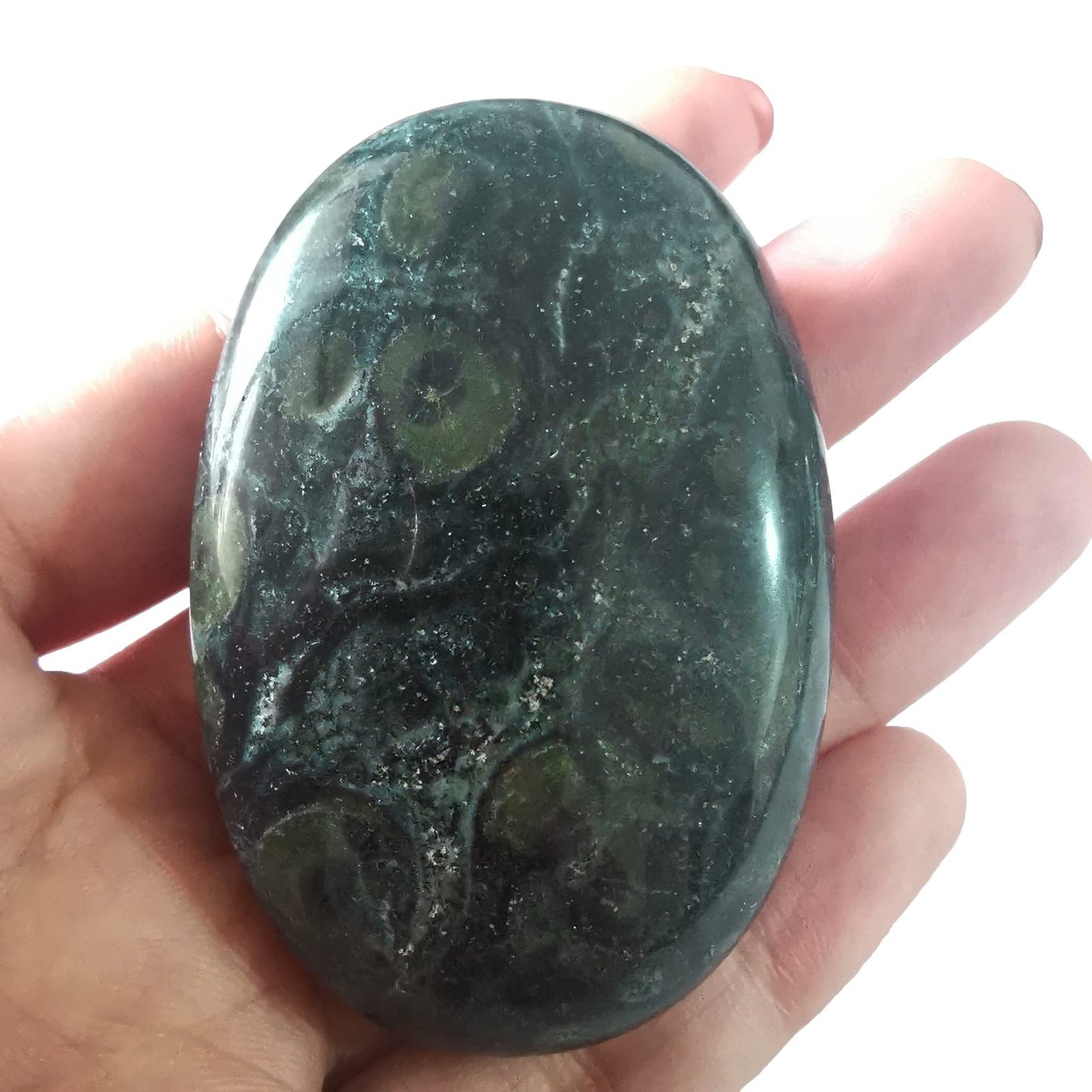 Loveliome Natural Kambaba Jasper Oval Polished Worry Stones, Healing Crystal Indoor Fountain Stones Massage Energy Anxiety Relief Items