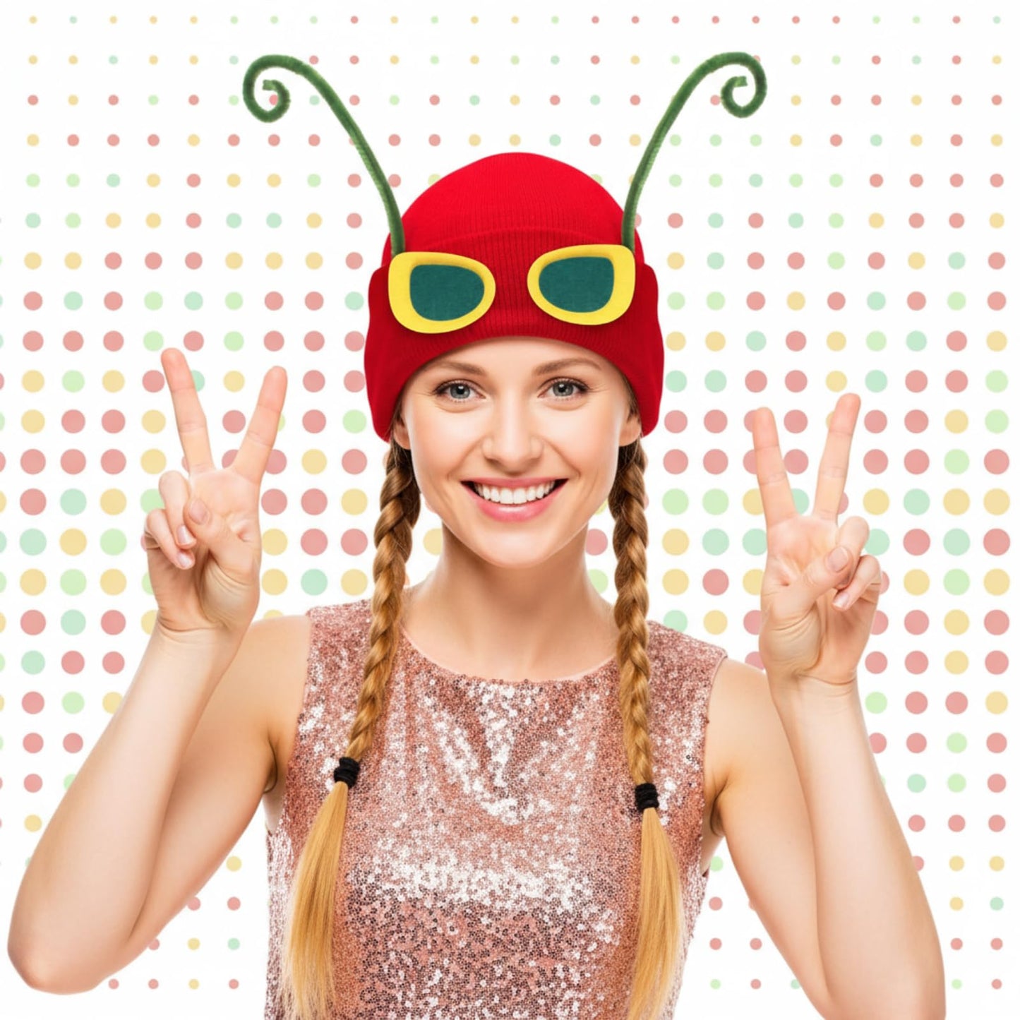 Mumucove DIY Caterpillar Beanie Hat Set Winter Spring Hat Caterpillar Knitted Beanie for Read Across America Day Costumes