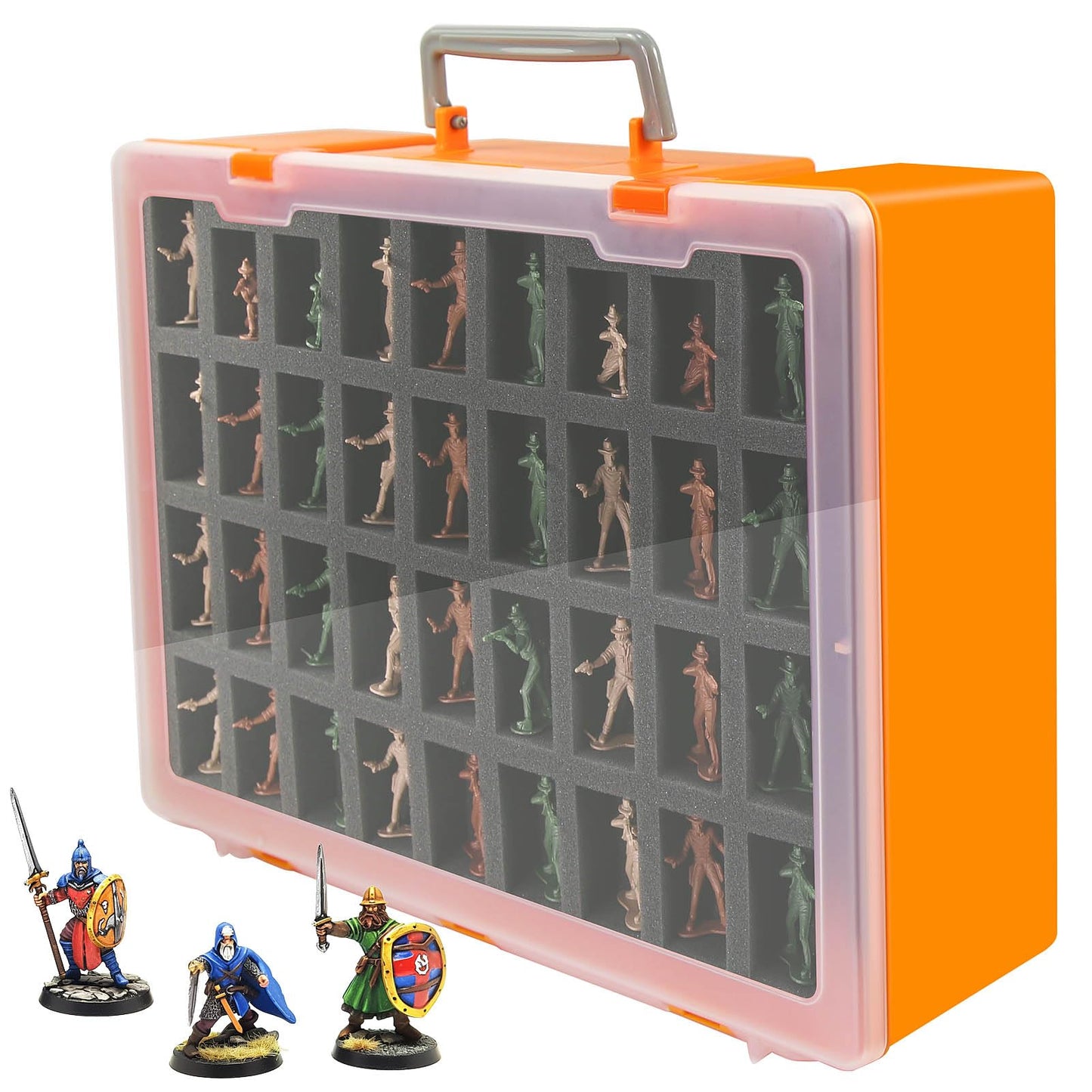 Evemodel Dual-Layer Miniature Figurine Figure Suitcase Storage Organizer 72 Slots Carrying Case