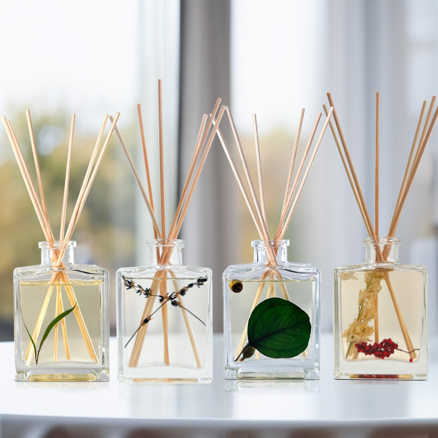 Urban Naturals Eucalyptus Sage Reed Diffuser Oil Gift Set – Eucalyptus, Sage, Mint, Lime & Cedarwood Essential Oils– Relaxing Scent – Sleek Rectangular Refillable Glass Bottle – Made in the USA