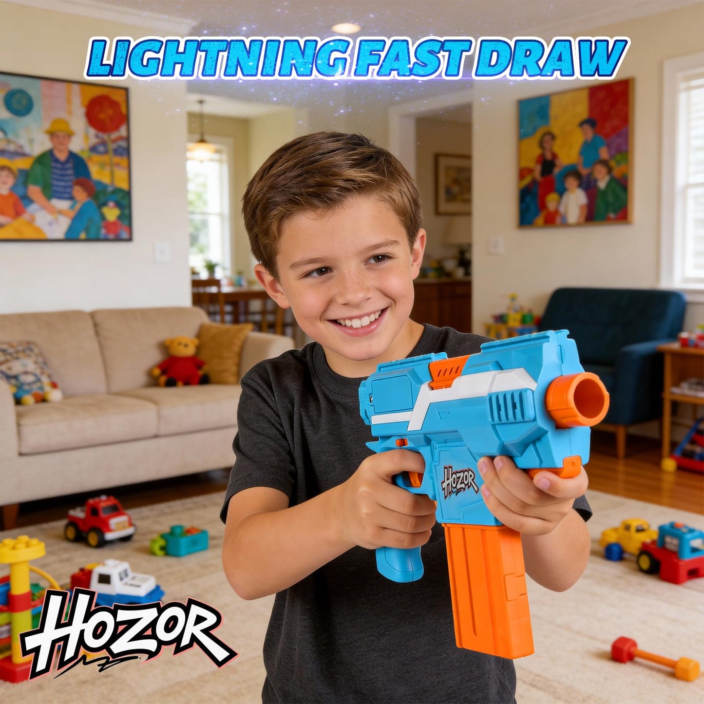Hozor TriFireX Rechargeable Motorized Blaster Tactical Vest Kit, Multi-Play Styles, 3 Firing Modes, 2 Clips, 150 Foam Darts, Kids Toys & Gifts.
