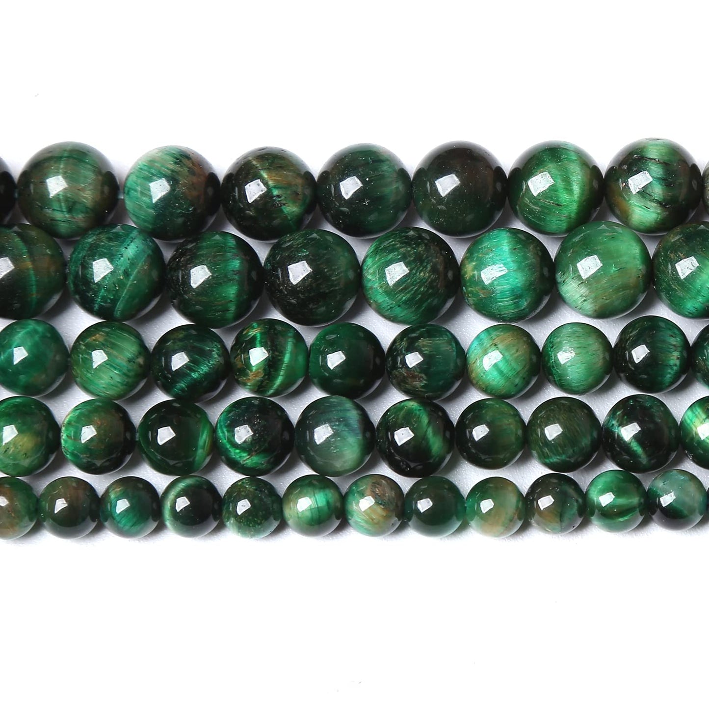 Natural Green Tiger Eye Stone Beads Round Loose Beads Energy Gemstone Healing Power for Jewelry Making 1 Strand 8mm 46pcs 15"