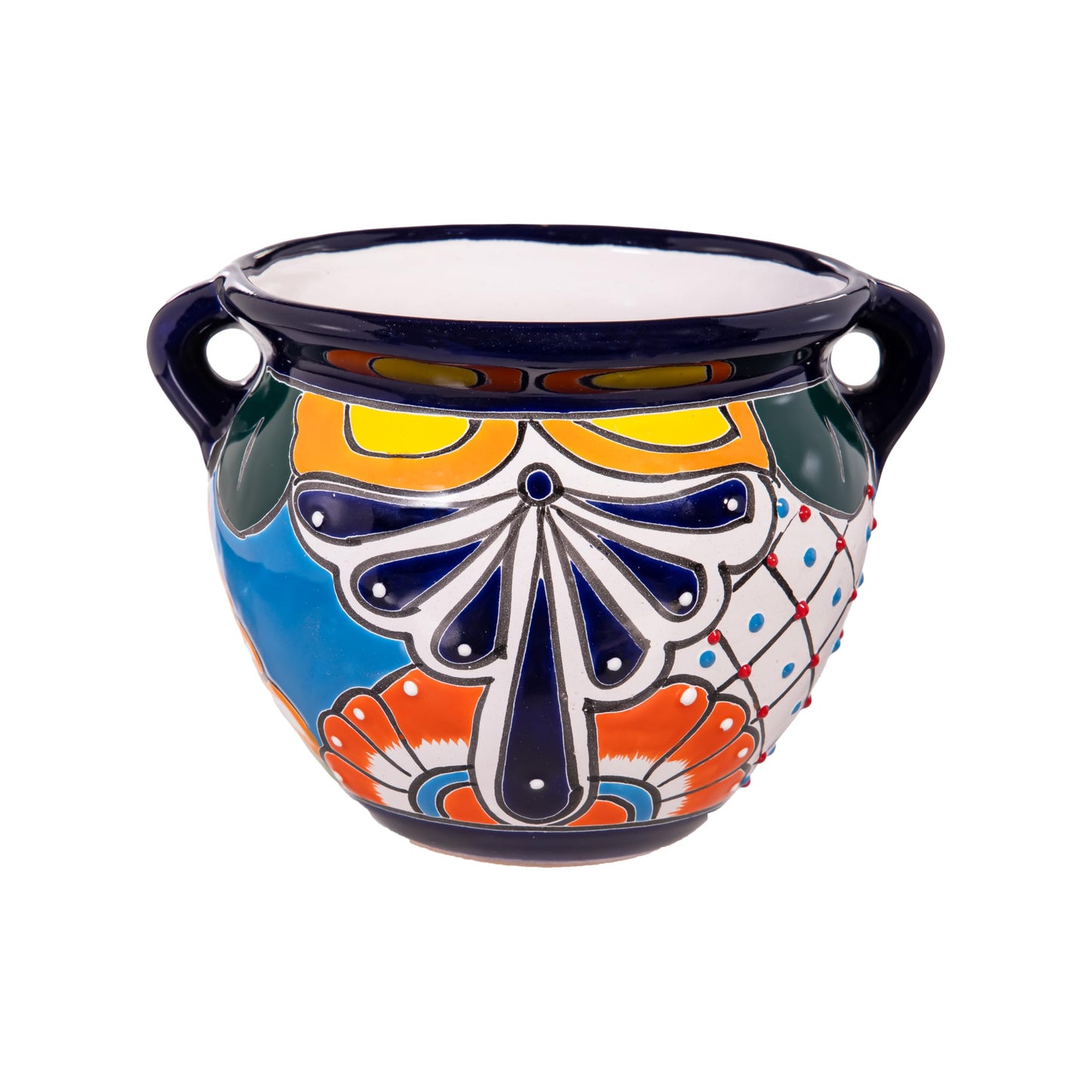 Evergreen 7 inch Talavera planters, Set of 2, Mexican Pottery Ceramic Mini Jug, Flower Pot Plant Succulent, Indoor Outdoor