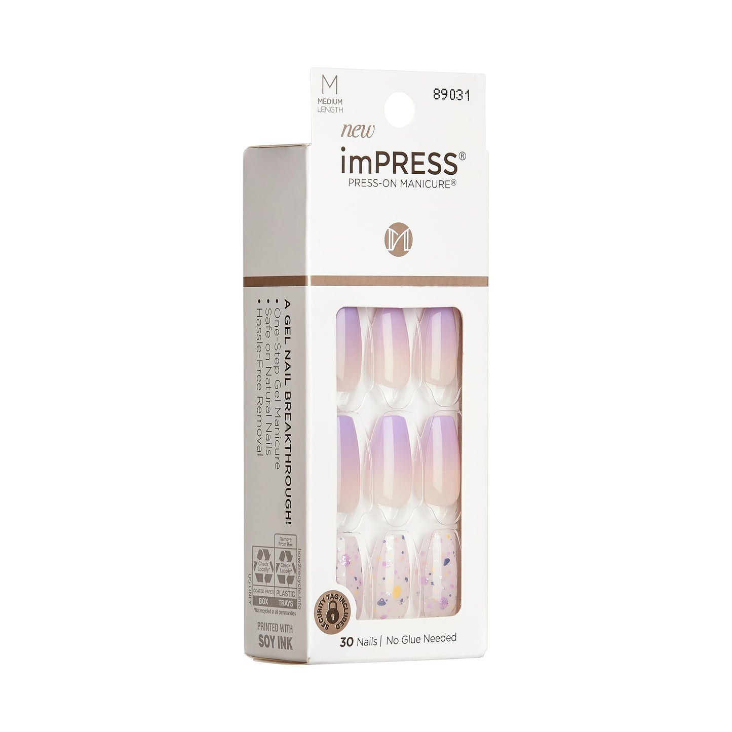 KISS imPRESS Press-On Manicure Fake Nails, Medium Coffin, All I Want, Purple, Comfortable, Super Hold Adhesive, No Glue/Polish, Chip Proof, No Dry Time, Smudge Proof, Waterproof | 30 Count (Pack of 2)