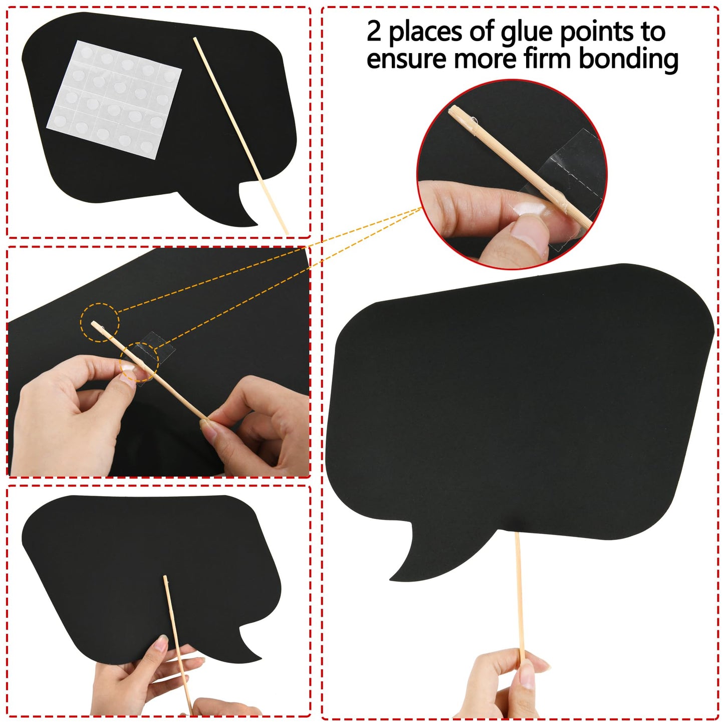 18pcs Blank Photo Booth Props Black Chalkboard Photo Booth Props Frame with Bubble DIY Photo Props for Birthday Wedding Party Supplies(Black)