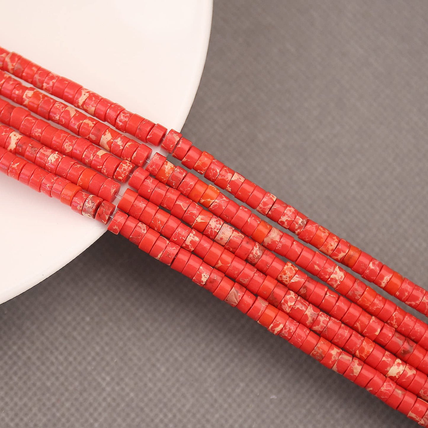 BONNY BOXX 150PCs Natural Red Imperial Jasper Spacer Beads, Loose Semi Precious Flat Round Gemstone Heishi Disc Stone Beads for Beading Jewelry Making 4mm*2mm
