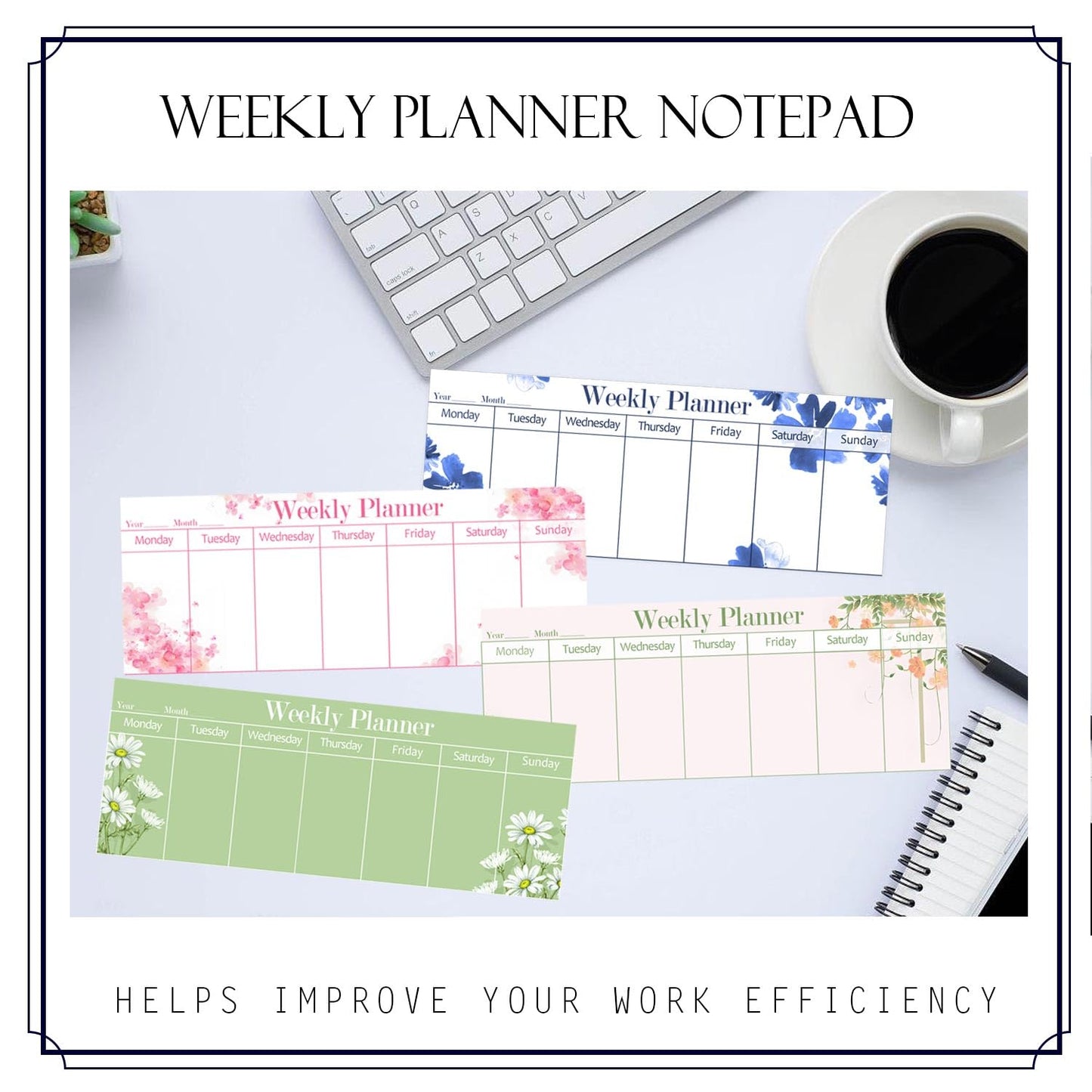 120 Sheets Weekly Planner Notepad Weekly Calendar Pad 3.8x10 Inch-To Do List Notepad Desk Schedule Planner for Student Habit Tracker Reminder Office School