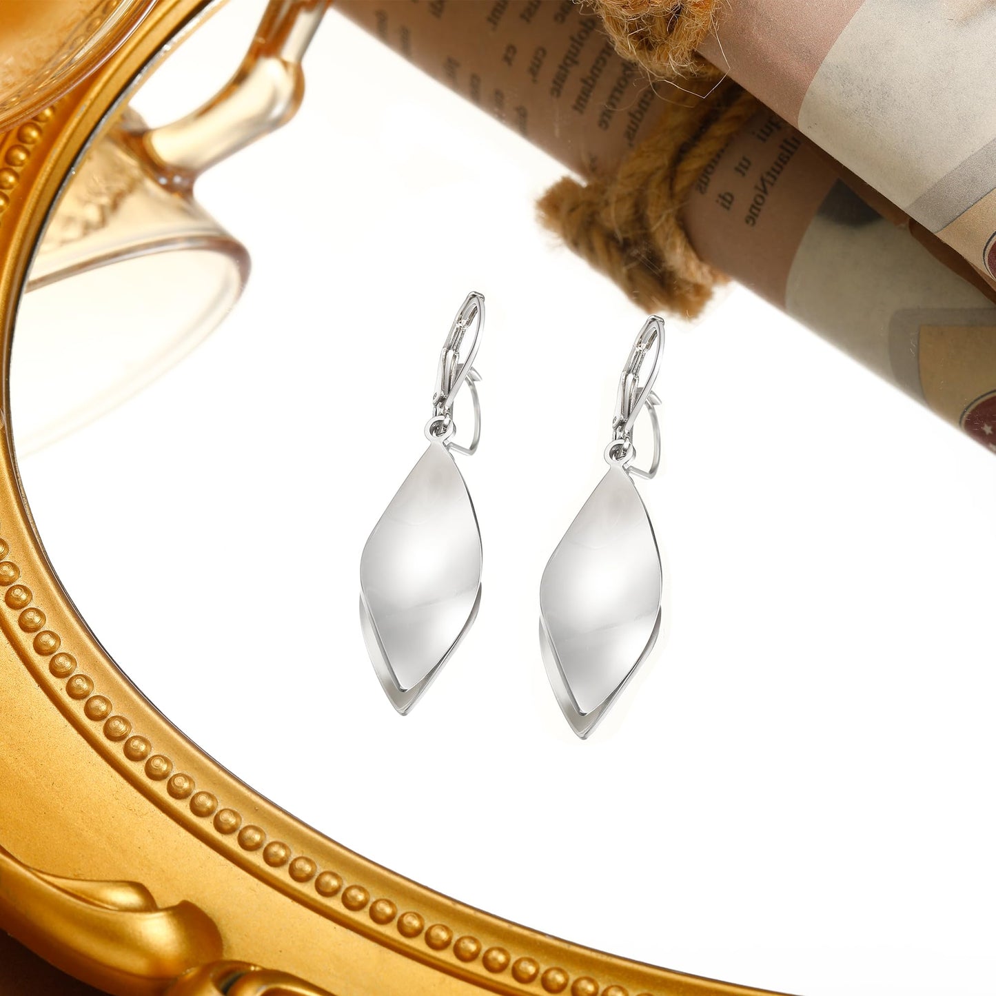 925 Sterling Silver Dangle Earrings for Women Leverback Teardrop Earrings Hypoallergenic Silver Dangle Drop Earring for Gifts (Filigree-B-G)