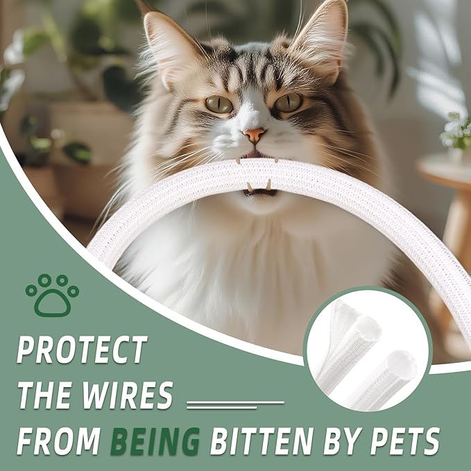 Split Wire Loom Tubing, Cable Protector Sleeve, Braided Cable Management for TV/Computer/Home Theater/Engine Bay, Cord Protectors from Pets No Chew (White, 1/2"-10ft)