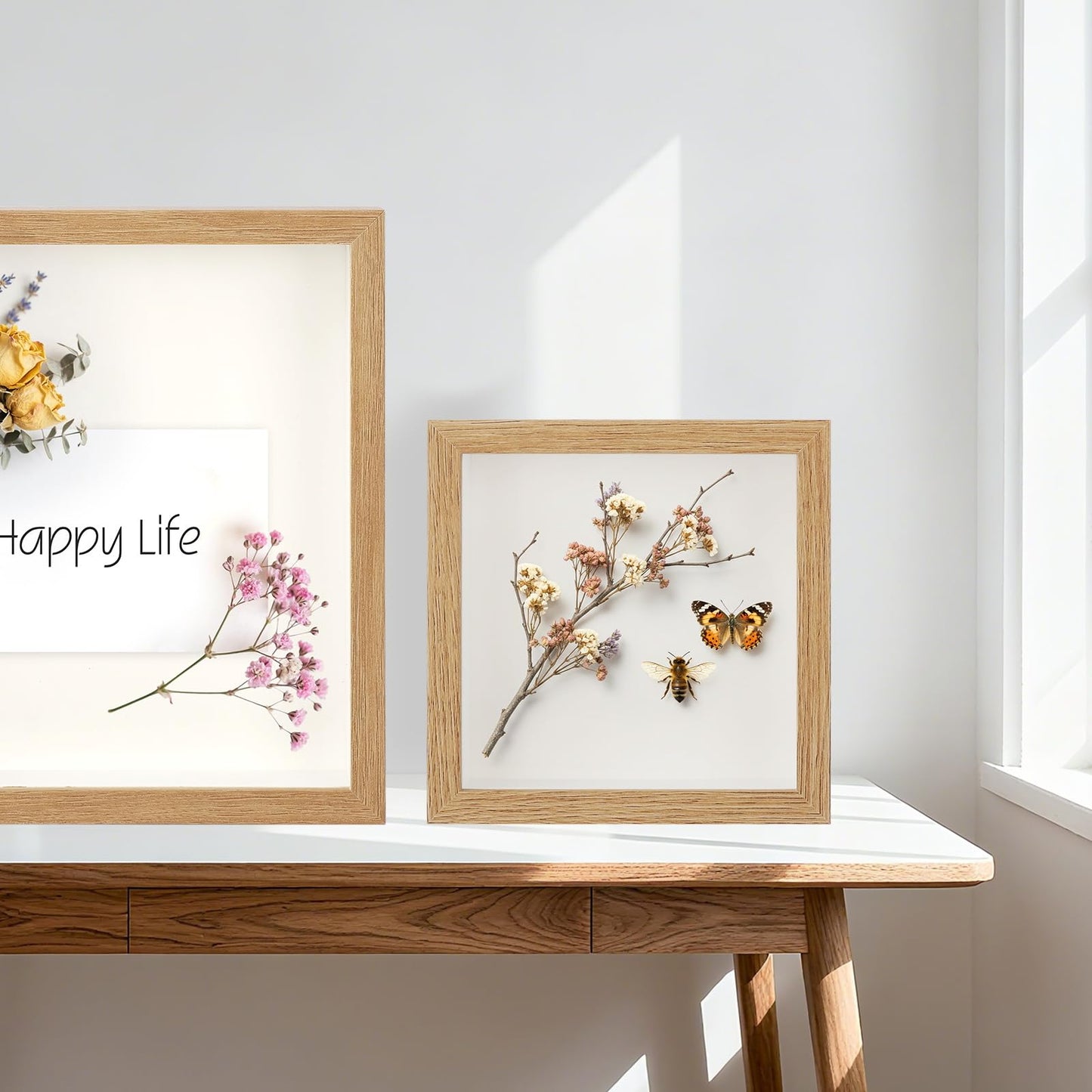 6 Pack Shadow Box Frame - 1.2" Deep Shadow Boxes 3D Picture Frame (6 Pcs/ Natural, 5"x5")