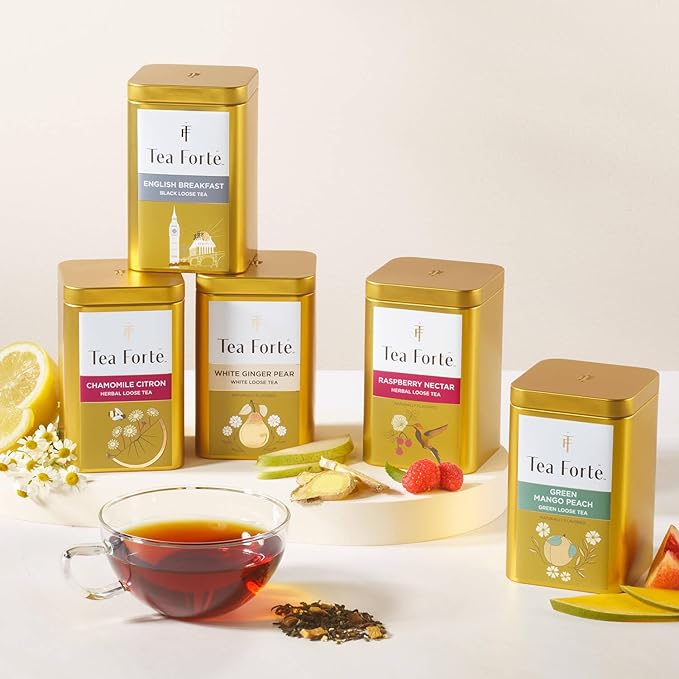 Tea Forte Belgian Mint Premium Loose Leaf Caffeinated Herbal Tea Blend Canister, Makes 35-50 Cups