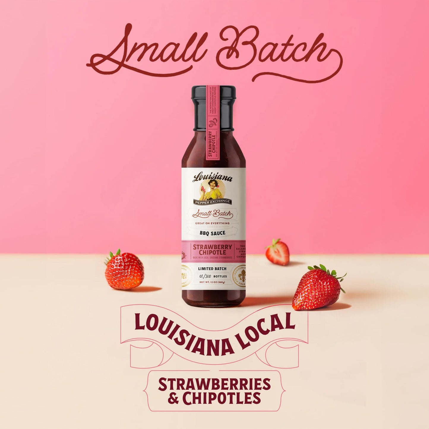 Louisiana Pepper Exchange Strawberry Chipotle BBQ Sauce, Gluten-Free, 12 Fl Oz, 2-Pack